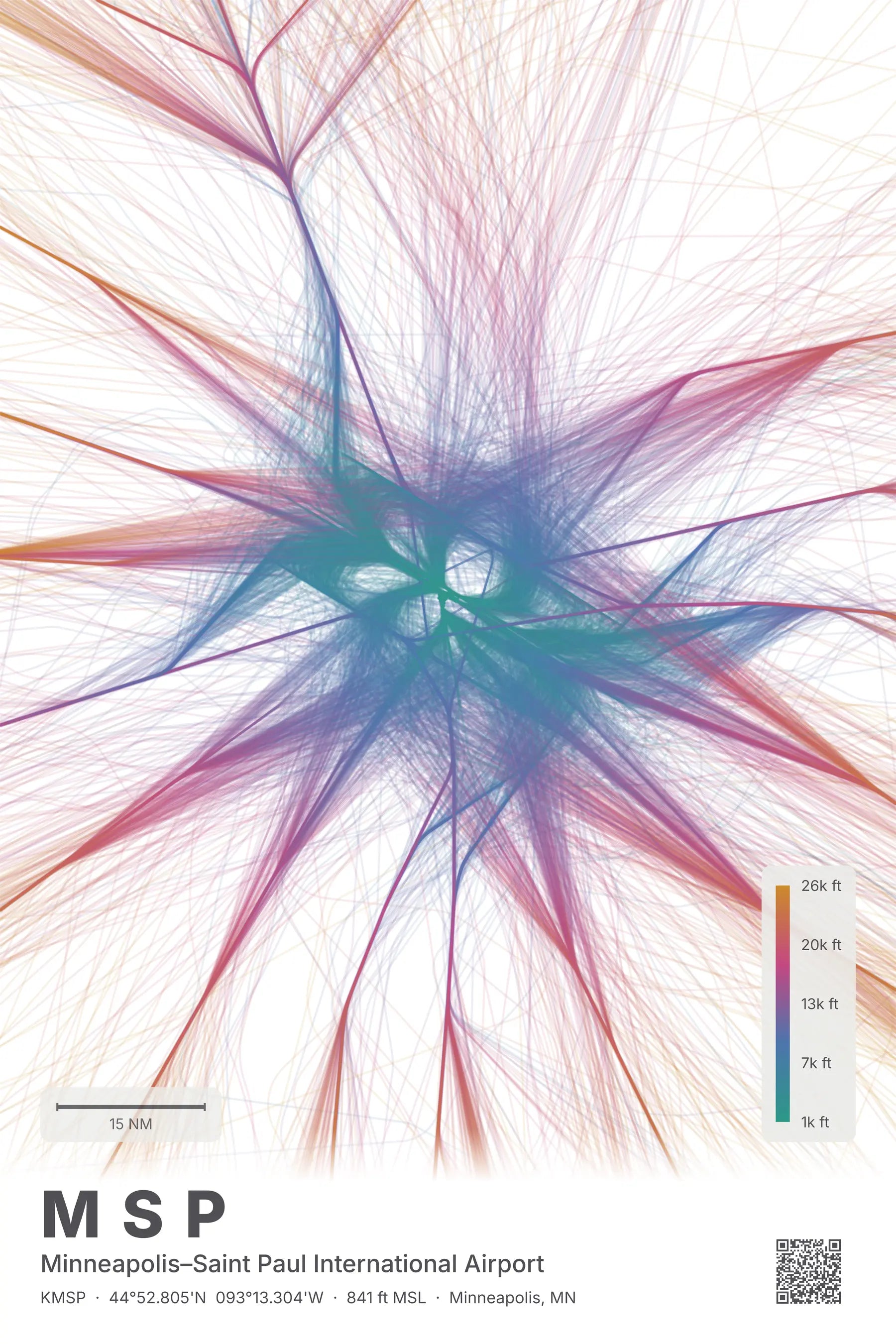 MSP flight path print — Aurora theme · Light