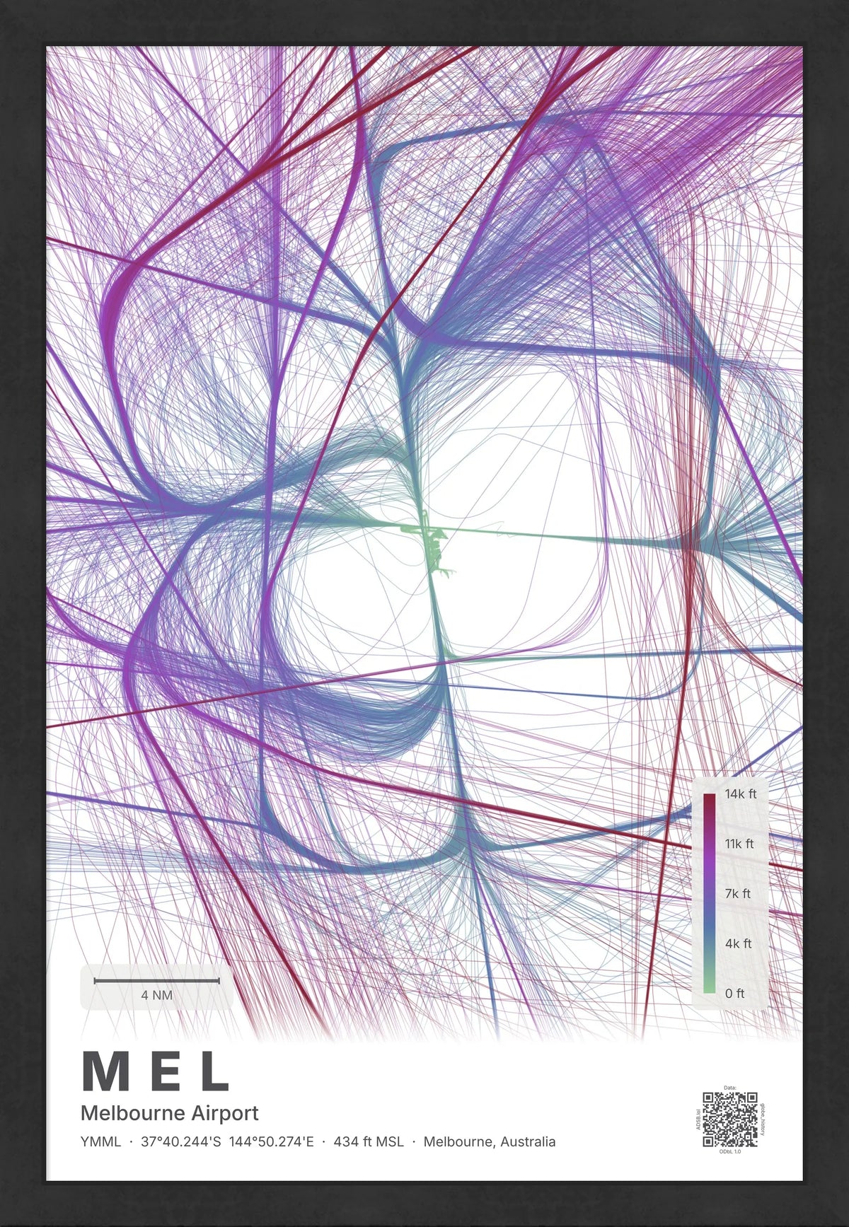 MEL flight path map — Prism theme · Light [material:framed_black]