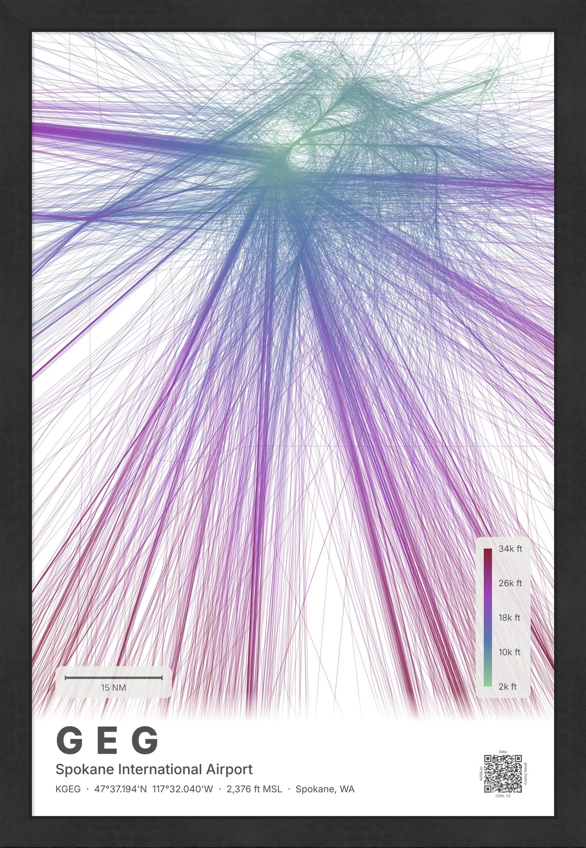 GEG flight path print — Prism theme · Light [material:framed_black]
