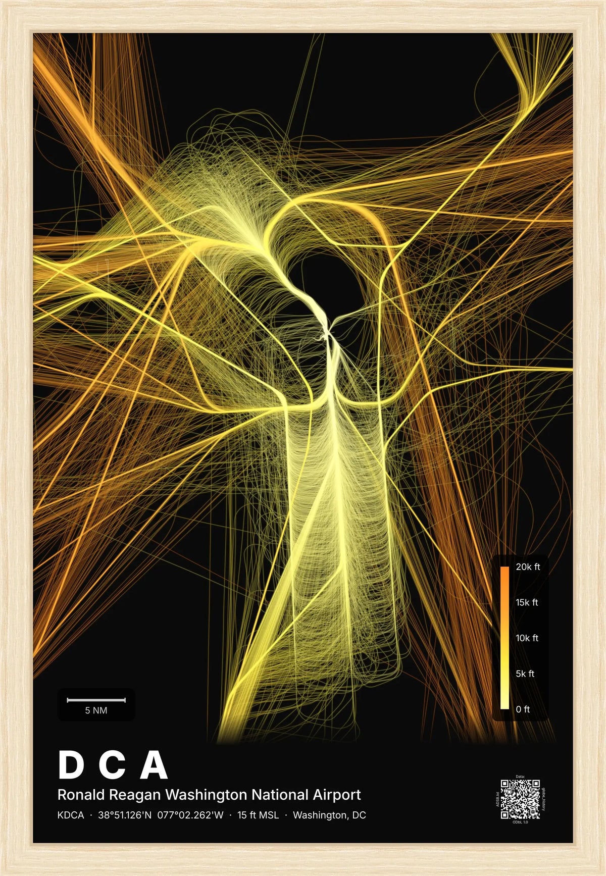 DCA flight path print — Solana theme · Dark [material:framed_natural]