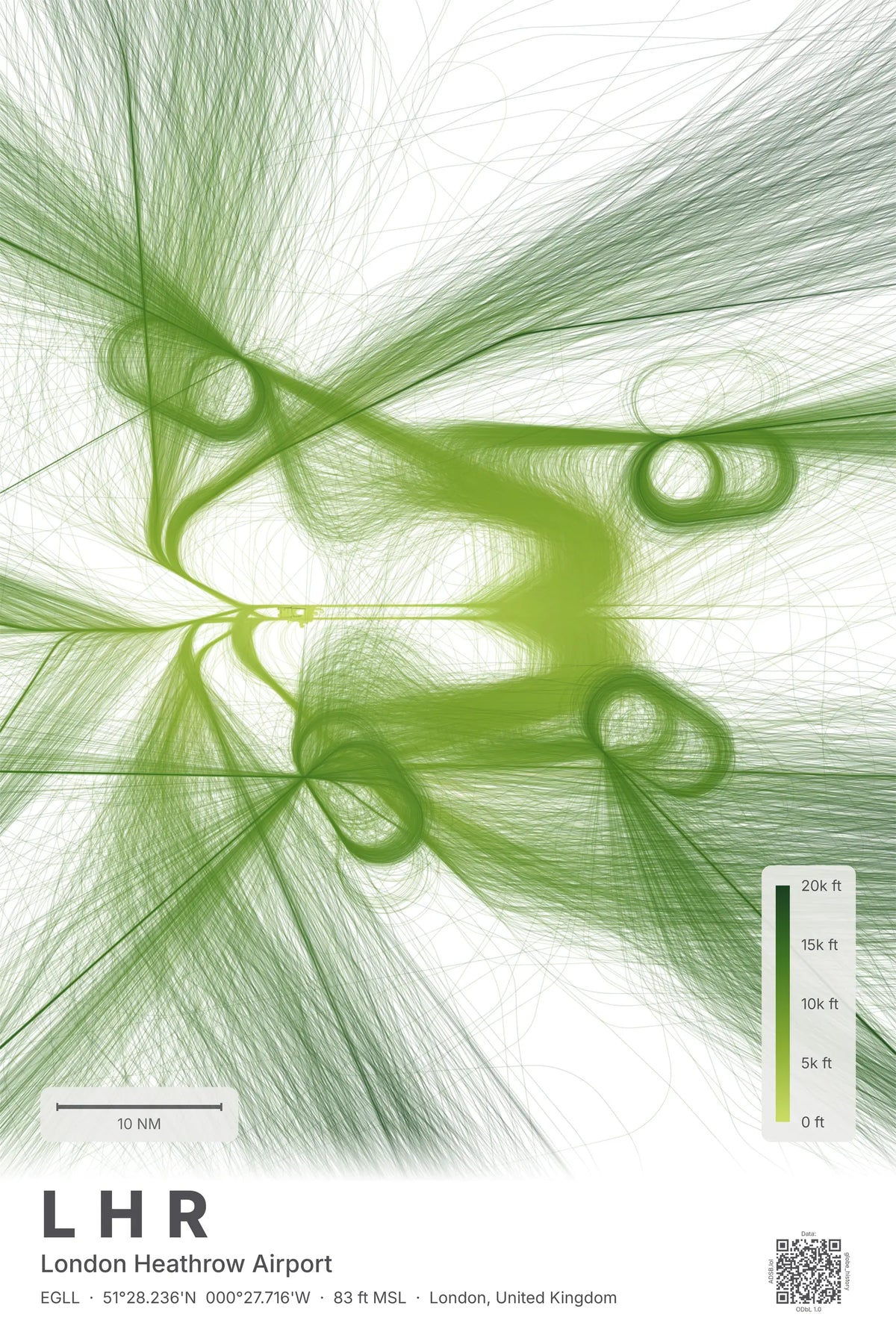 LHR flight path map — Citrus theme · Light