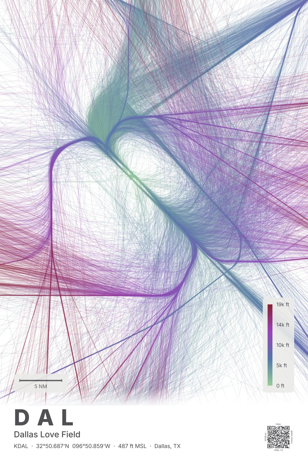 DAL flight path print — Prism theme · Light