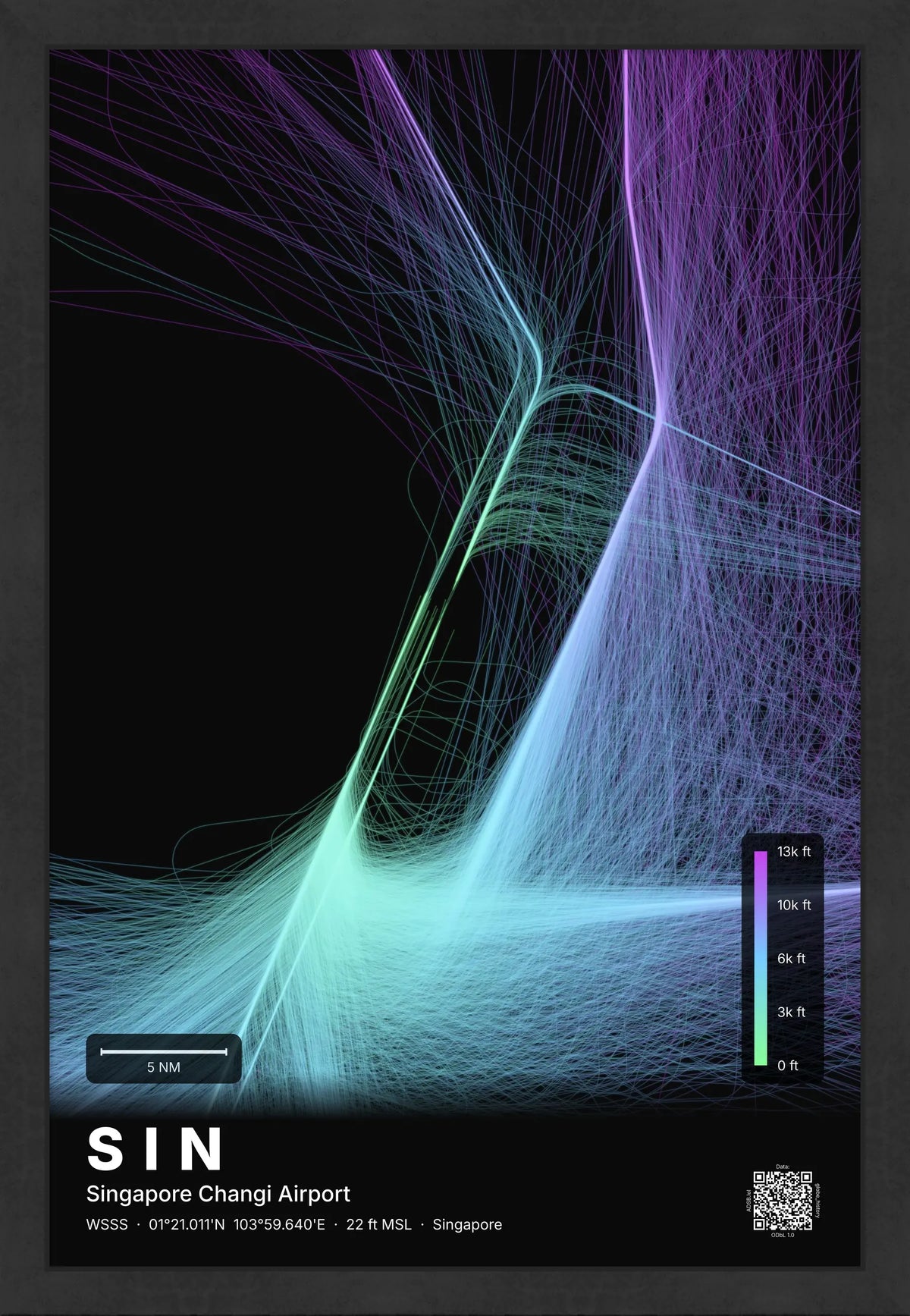 SIN flight path map — Prism theme · Dark [material:framed_black]