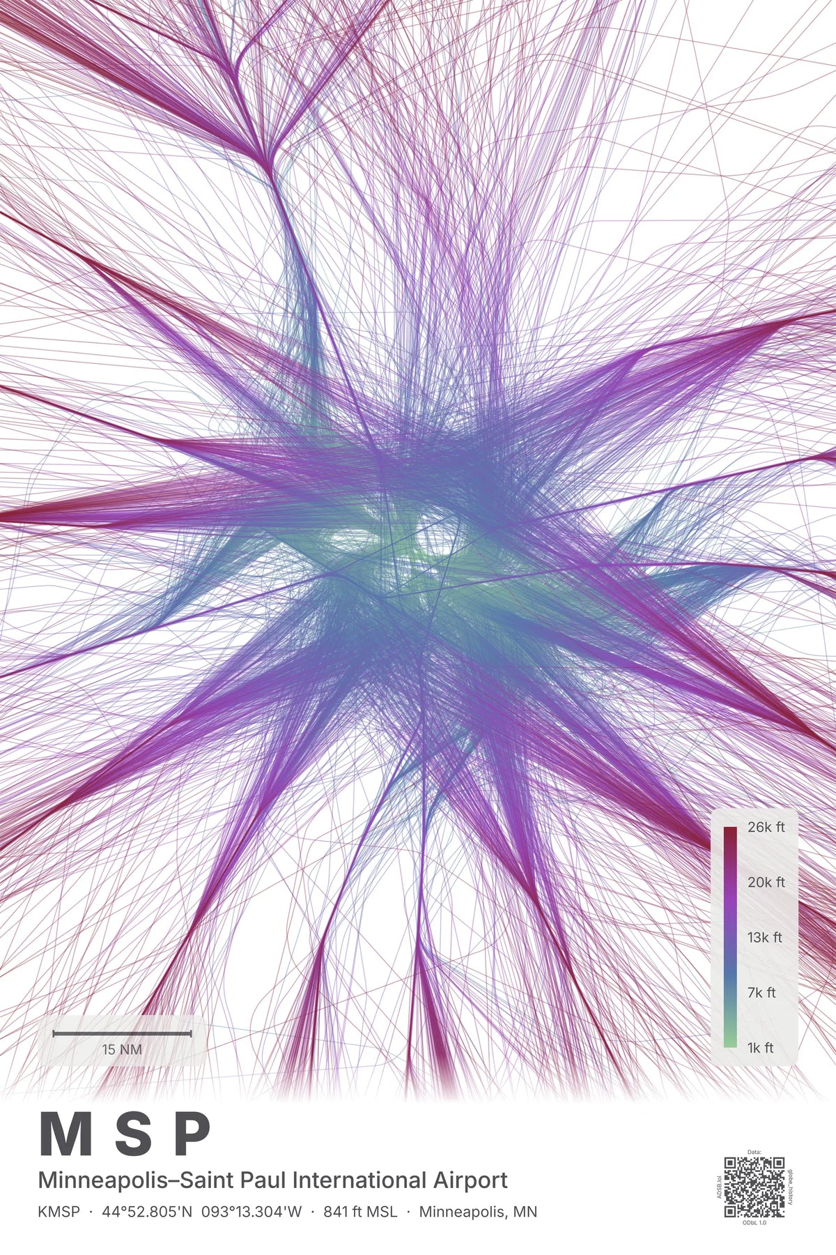 MSP flight path print — Prism theme · Light