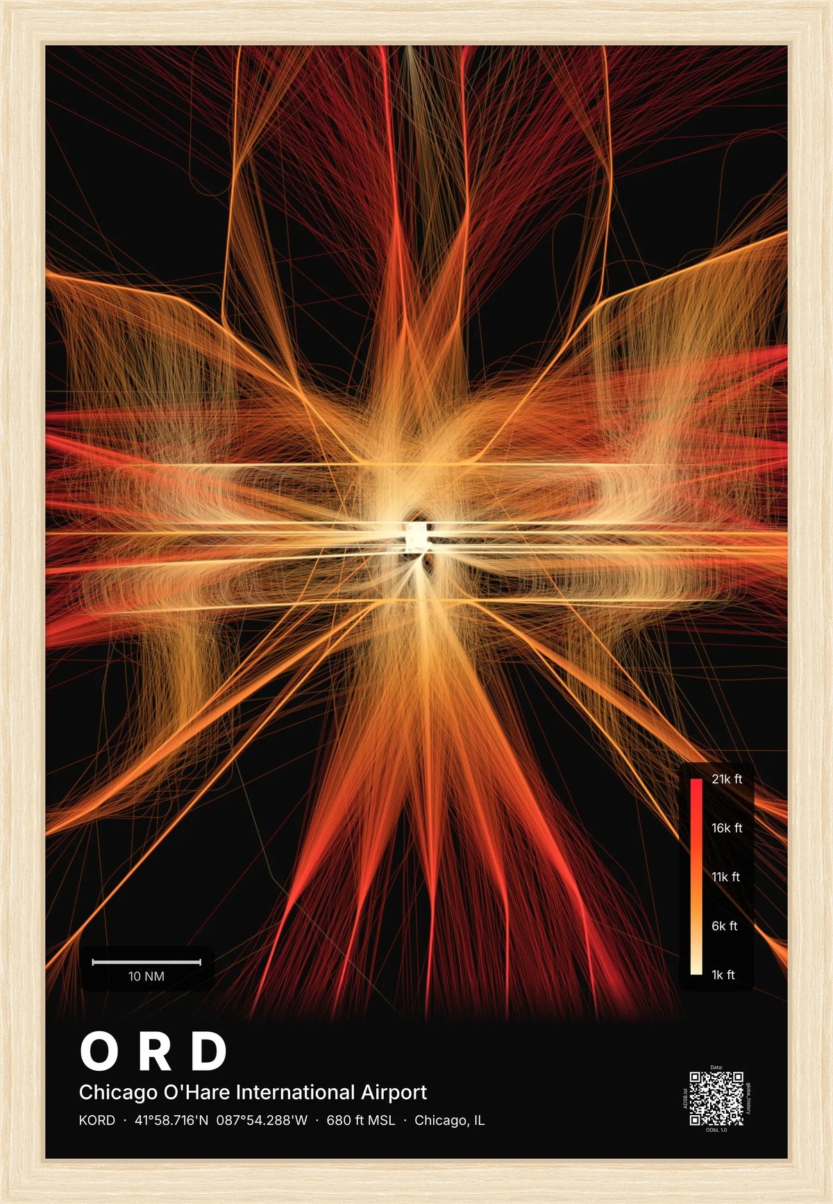 ORD flight path map — Inferno theme · Dark [material:framed_natural]