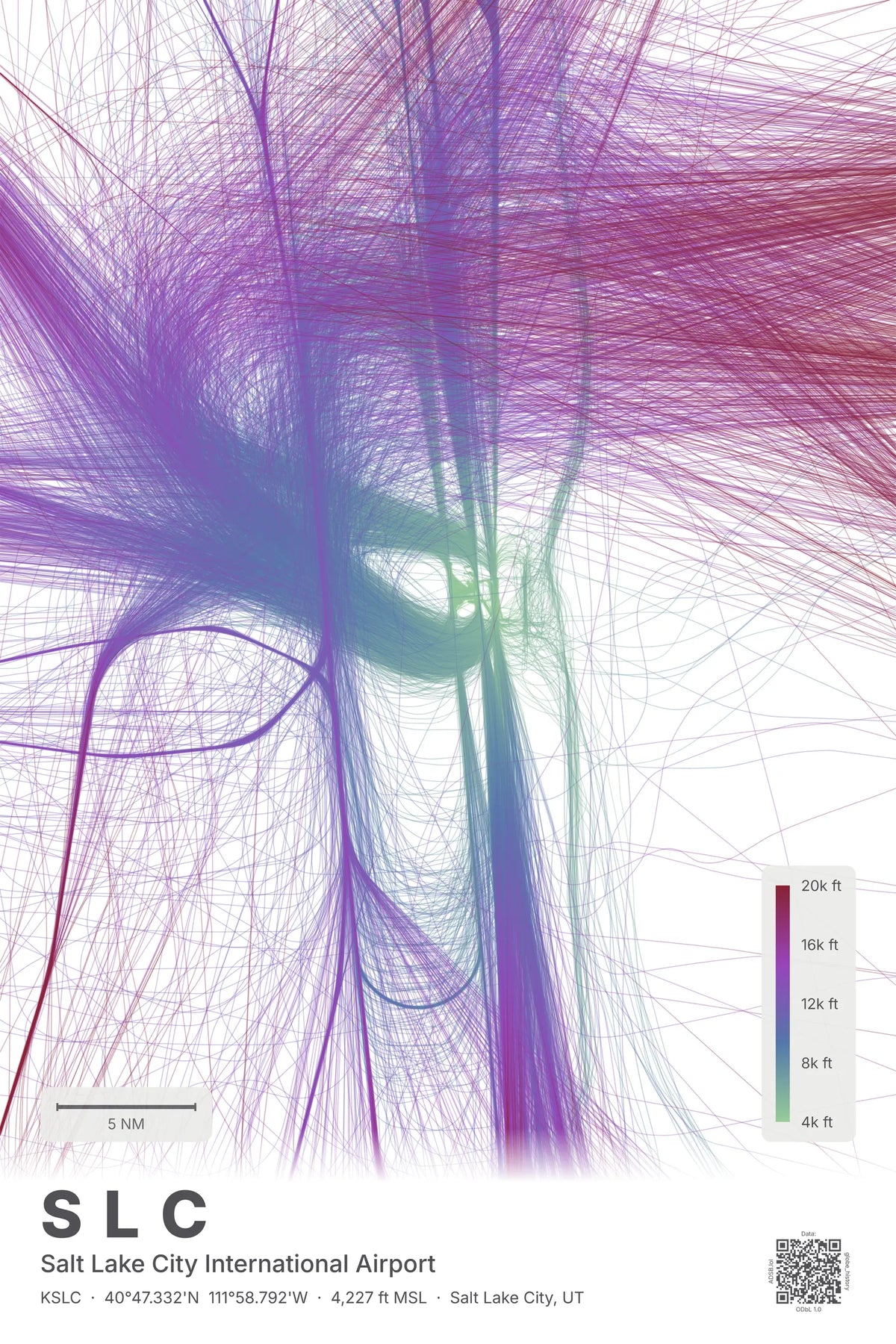 SLC flight path print — Prism theme · Light