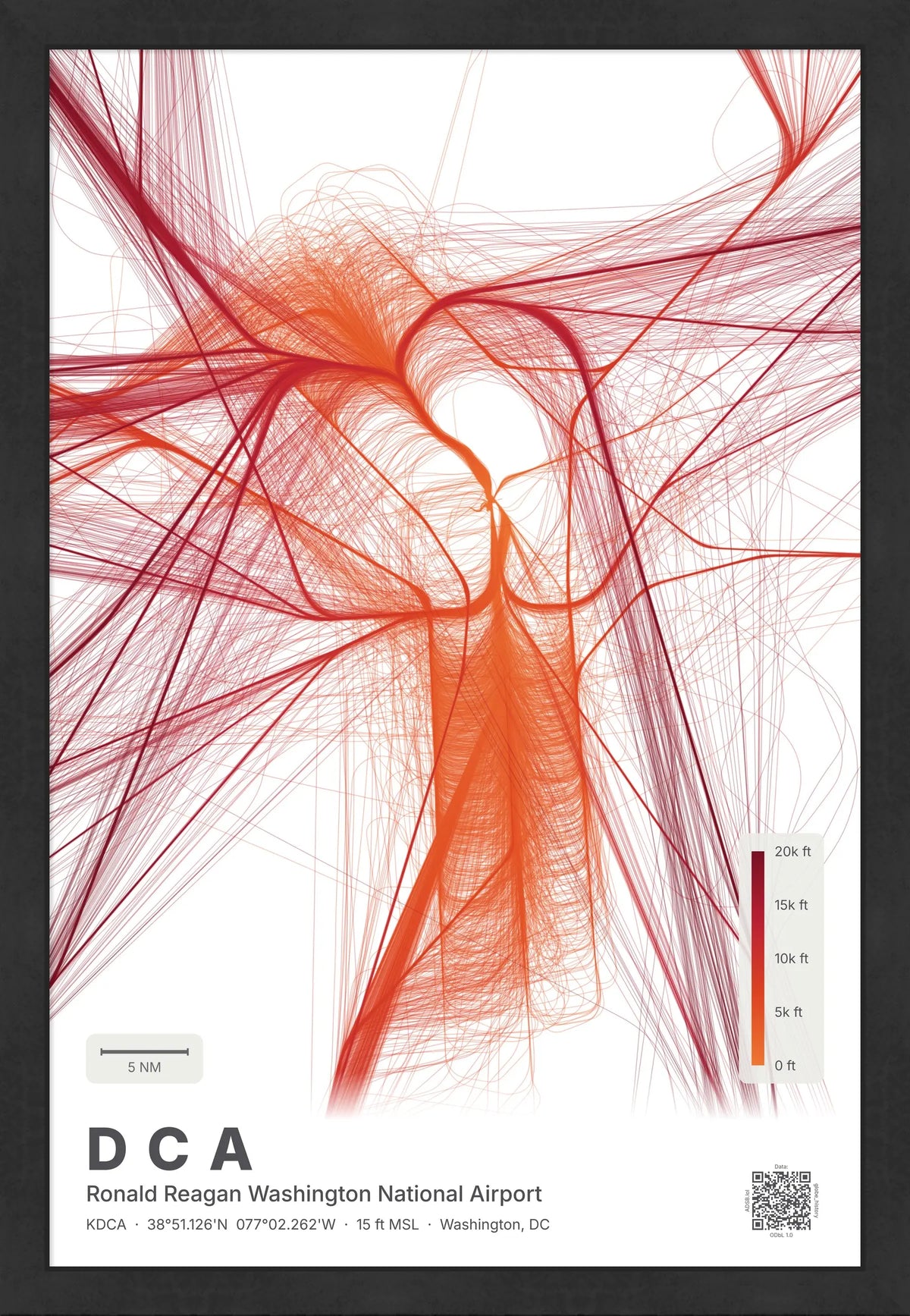 DCA flight path print — Inferno theme · Light [material:framed_black]
