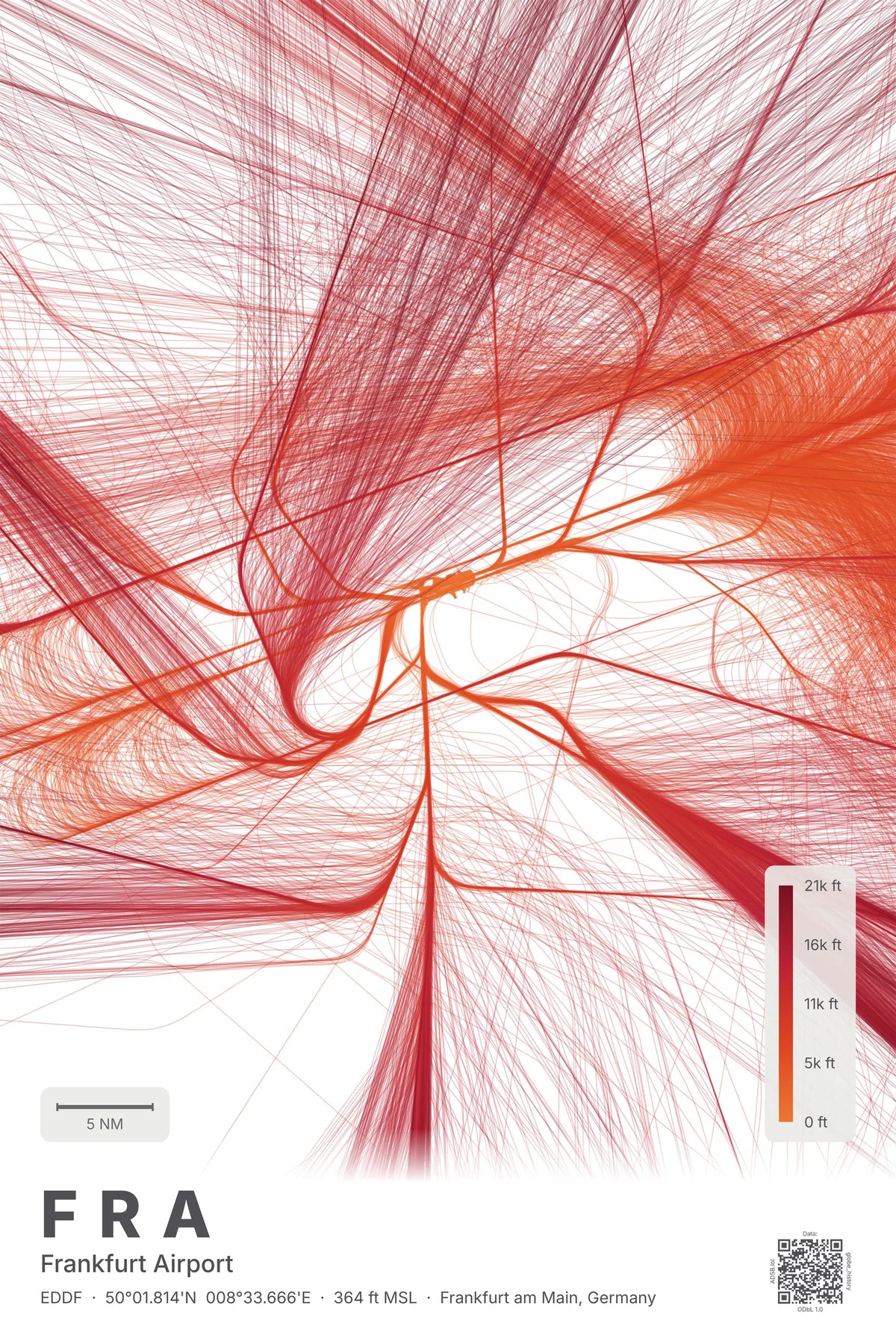FRA flight path map — Inferno theme · Light