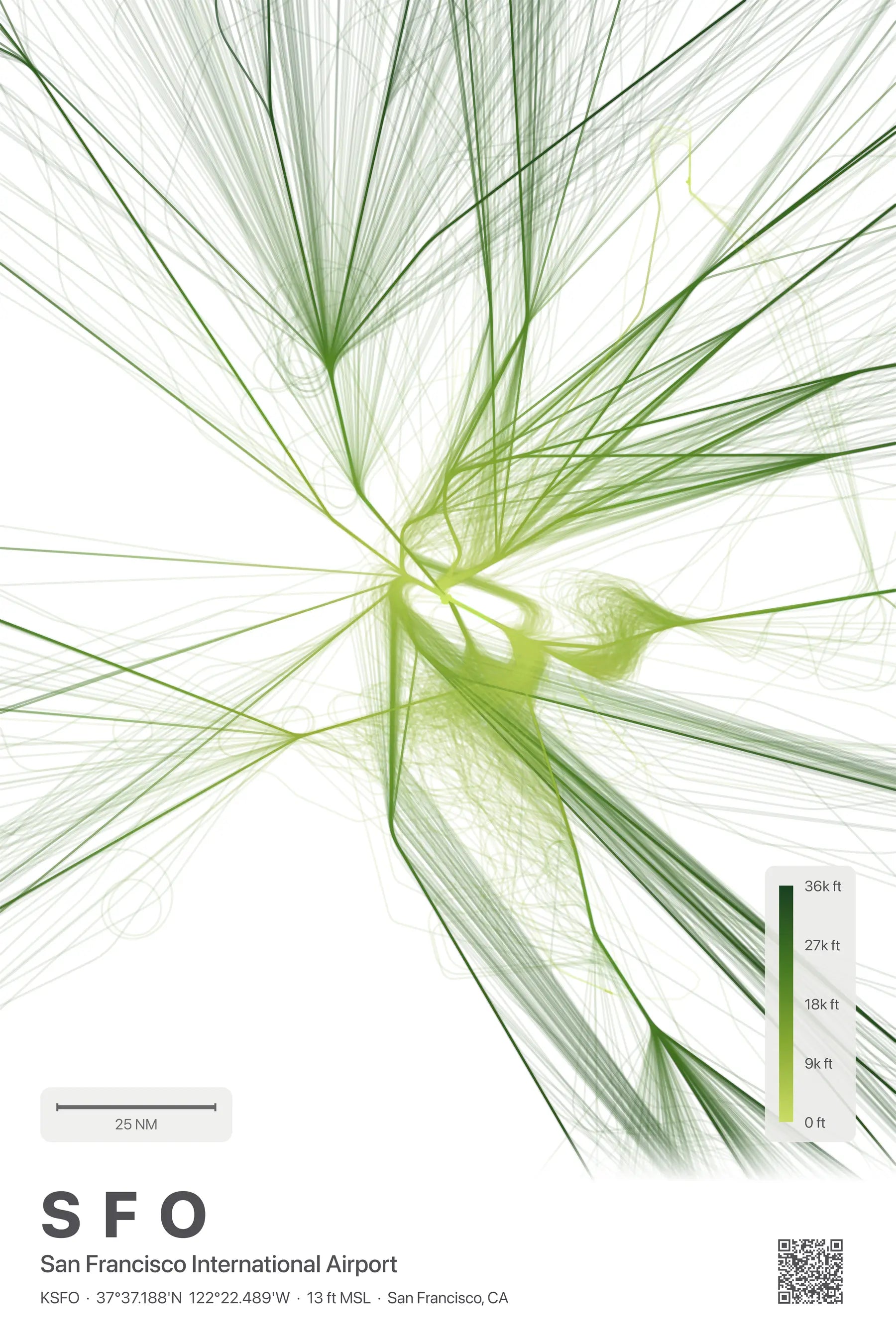 SFO flight path print — Citrus theme · Light