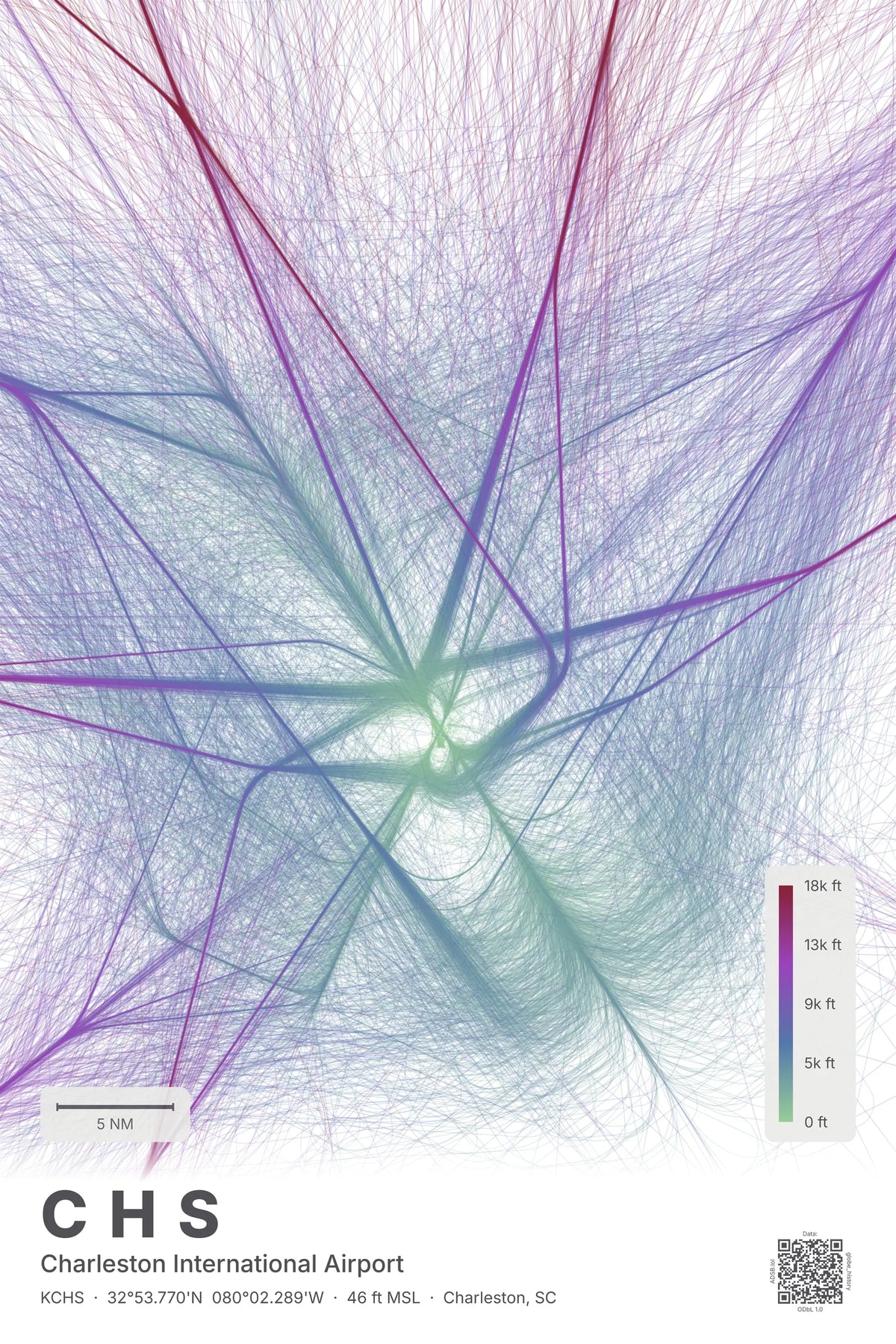 CHS flight path print — Prism theme · Light