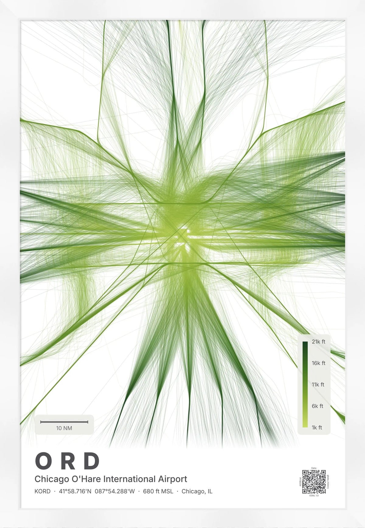 ORD flight path map — Citrus theme · Light [material:framed_white]
