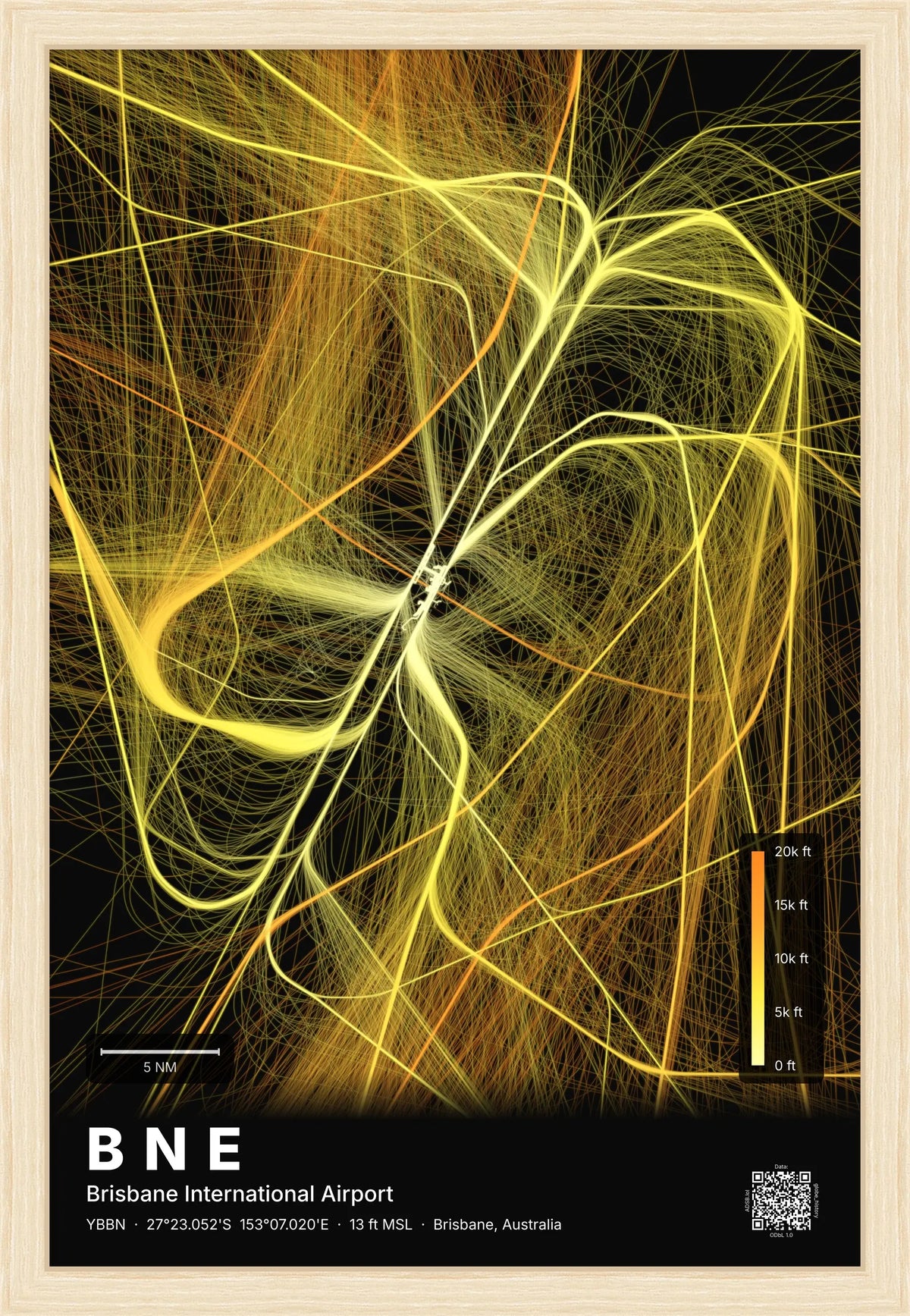 BNE flight path map — Solana theme · Dark [material:framed_natural]