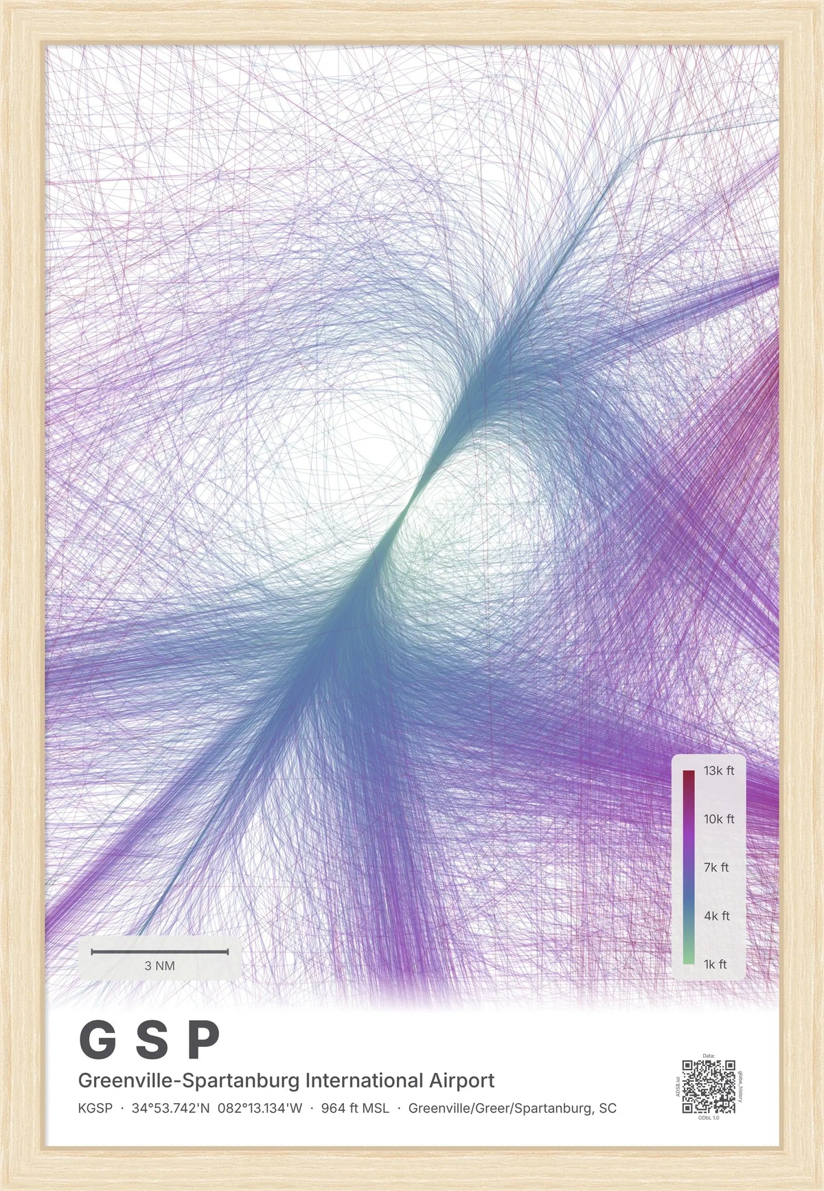 GSP flight path print — Prism theme · Light [material:framed_natural]