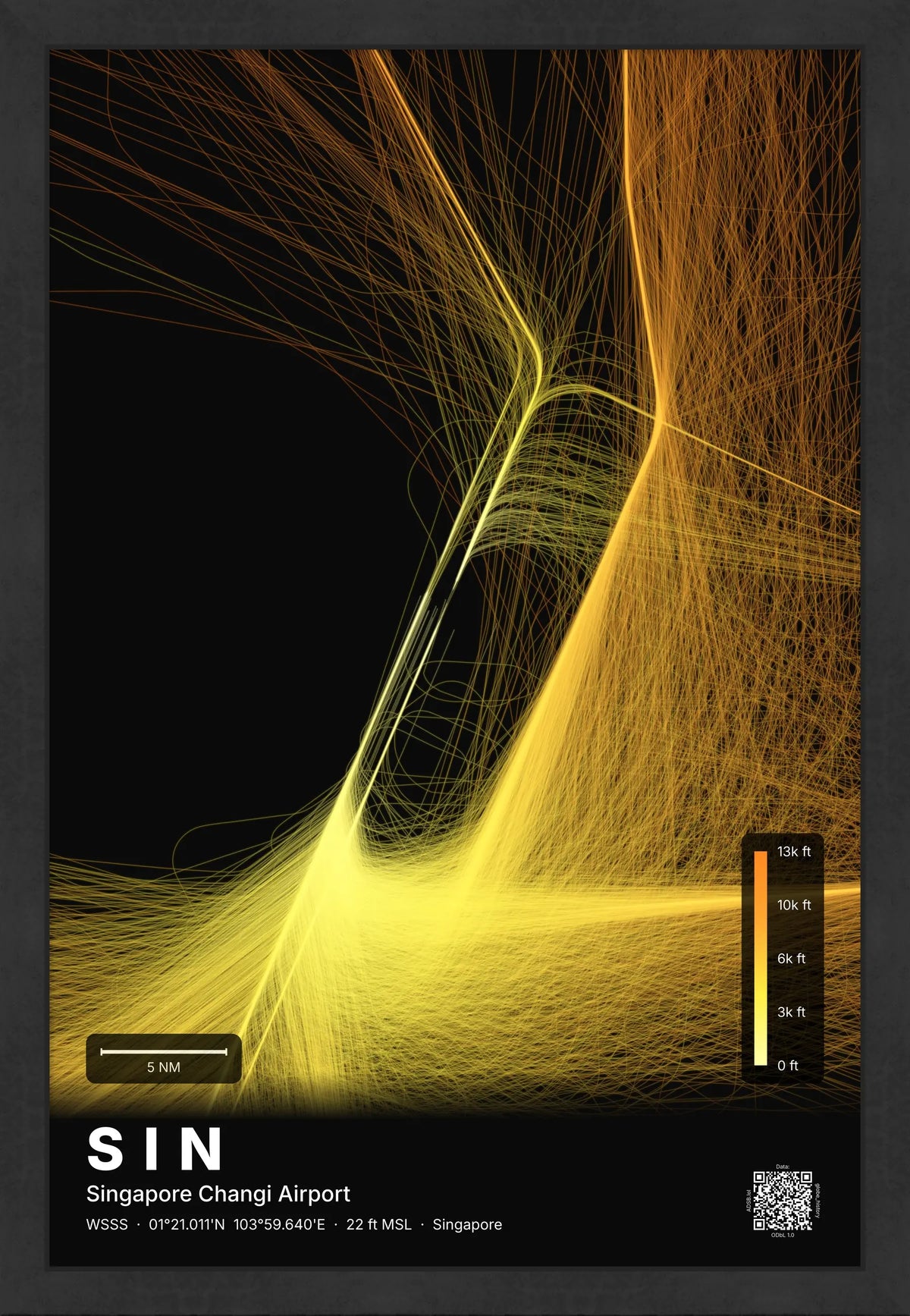 SIN flight path map — Solana theme · Dark [material:framed_black]
