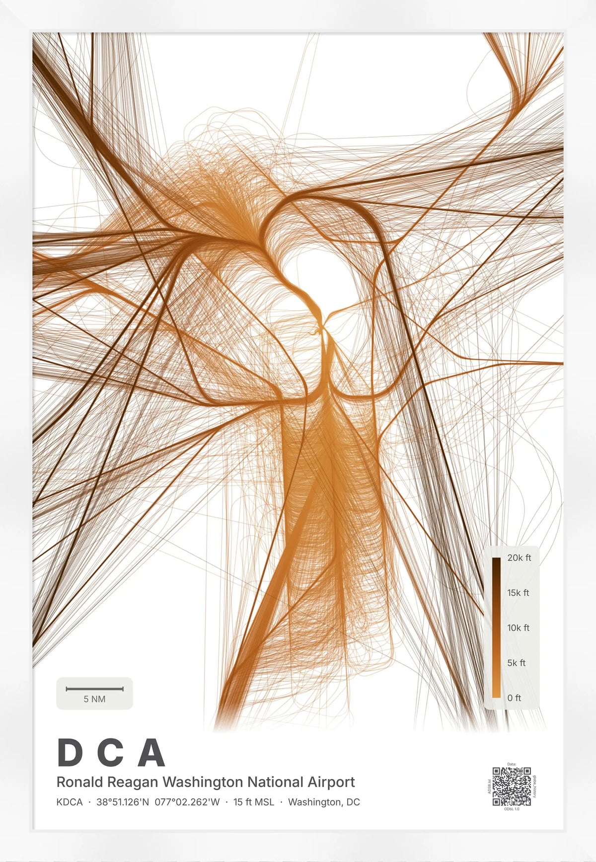 DCA flight path print — Solana theme · Light [material:framed_white]