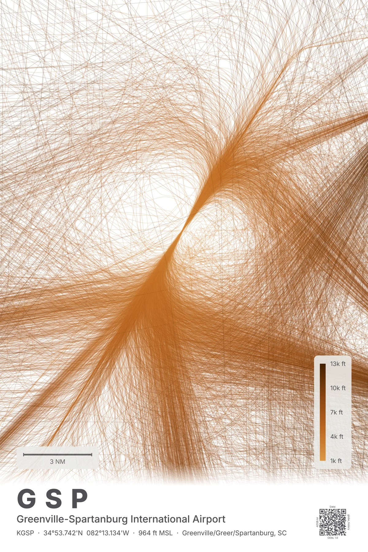 GSP flight path print — Solana theme · Light