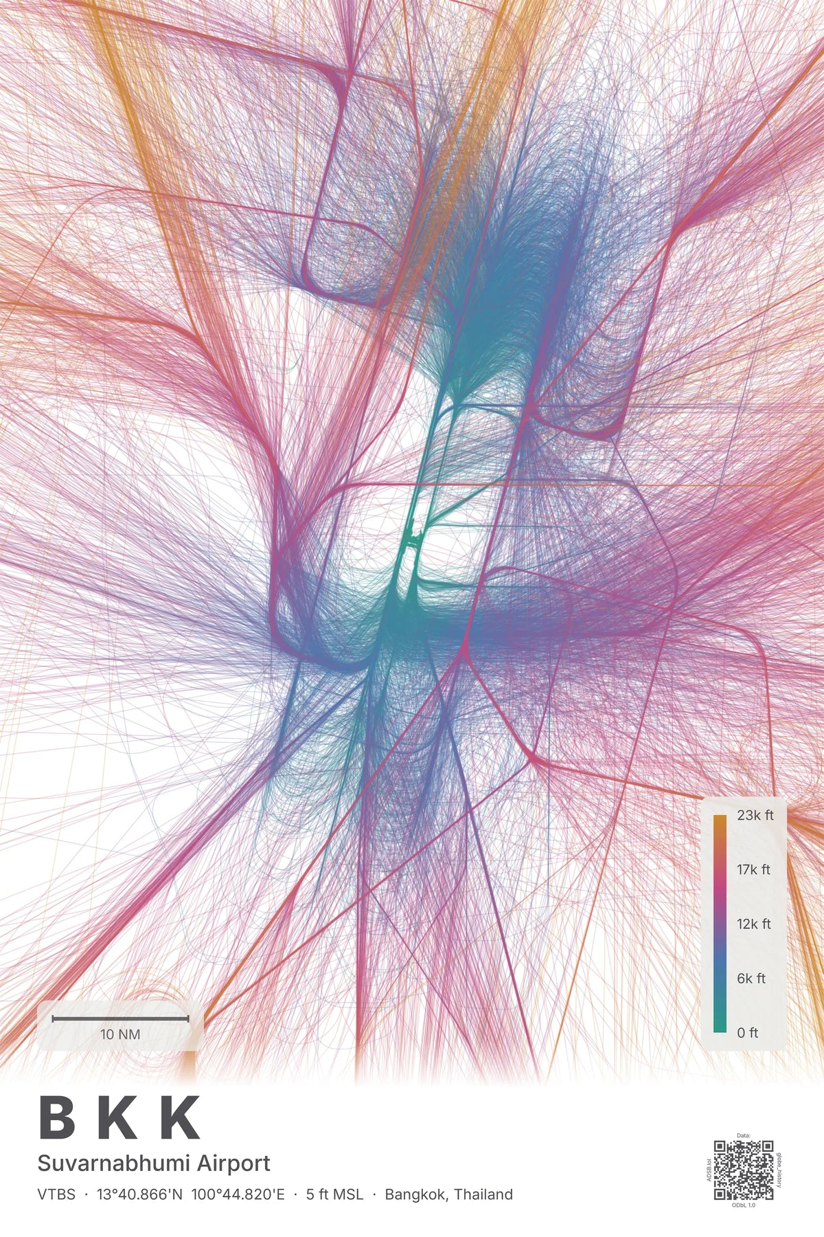 BKK flight path map — Aurora theme · Light