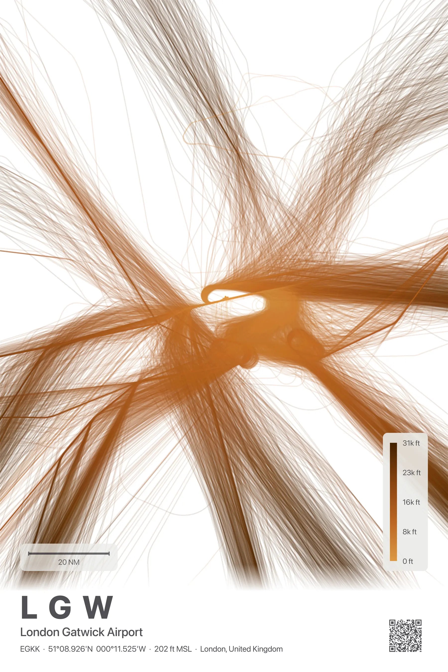 LGW flight path print — Solana theme · Light