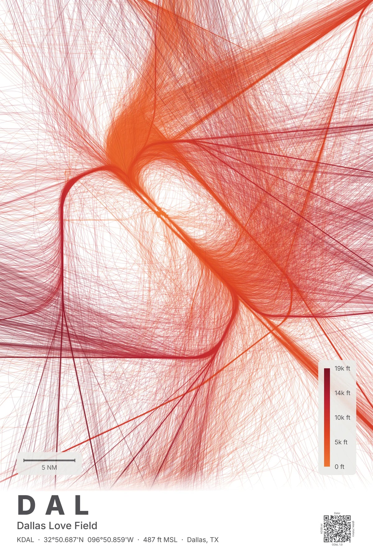 DAL flight path print — Inferno theme · Light