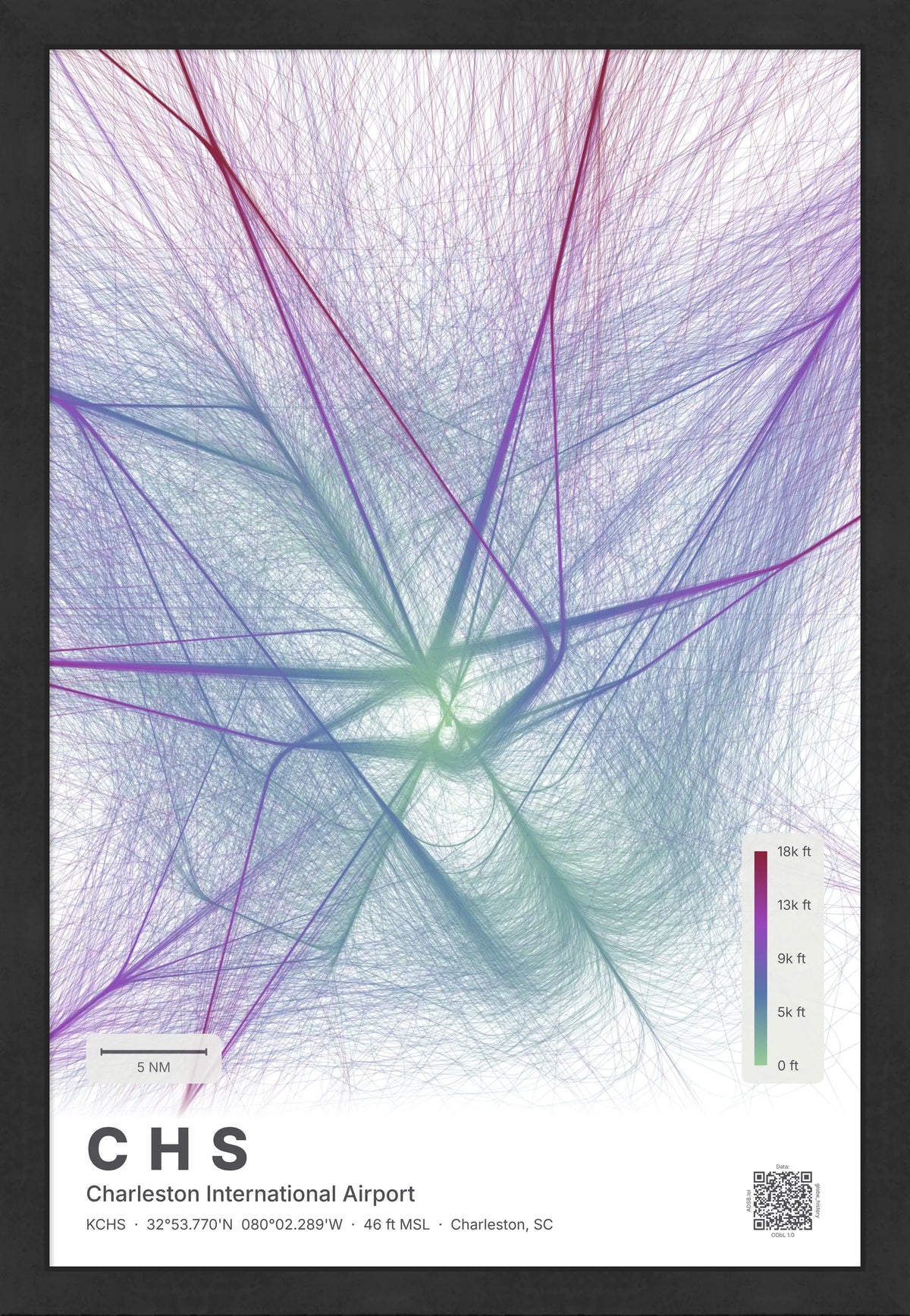 CHS flight path print — Prism theme · Light [material:framed_black]