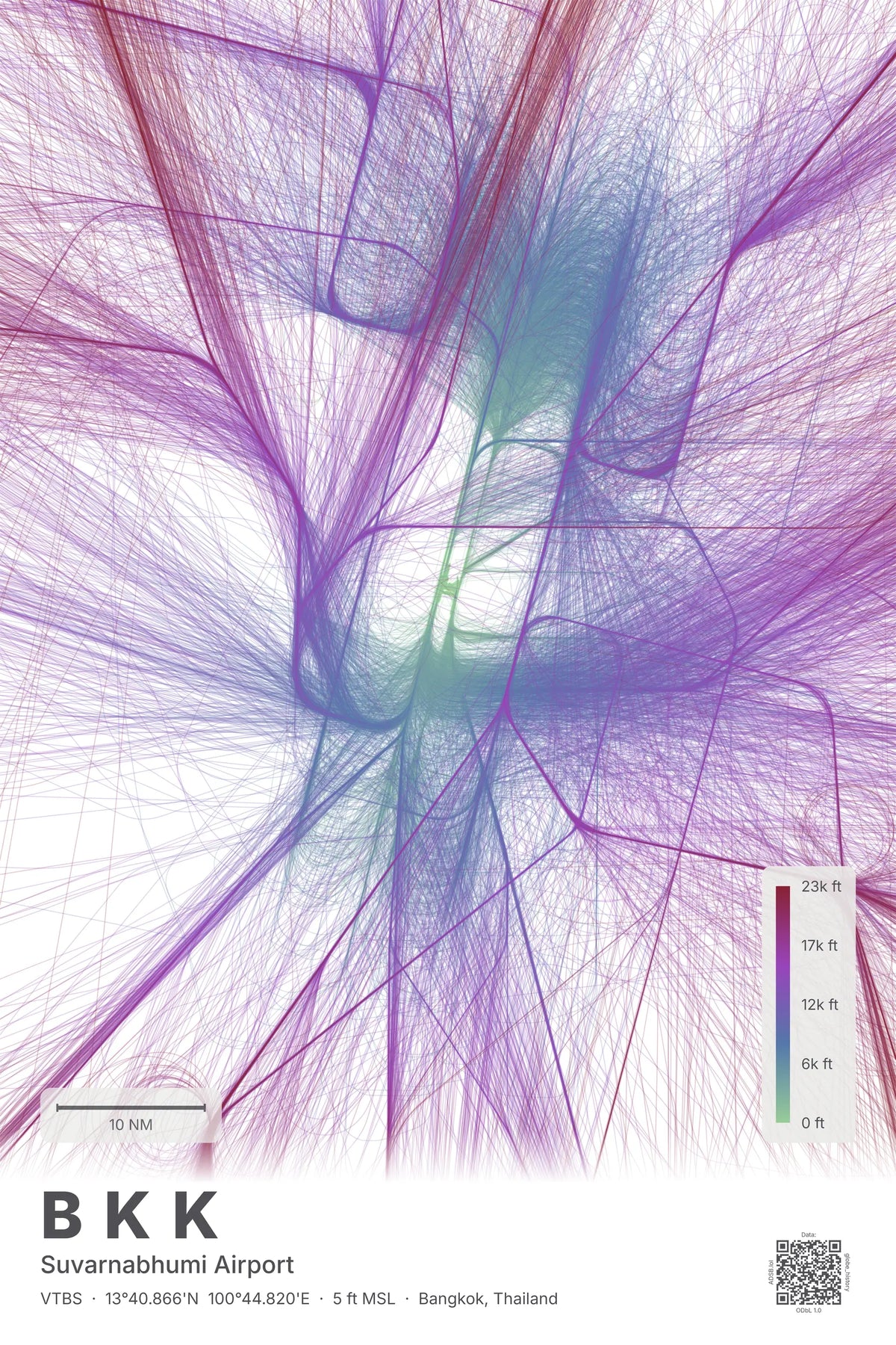 BKK flight path map — Prism theme · Light