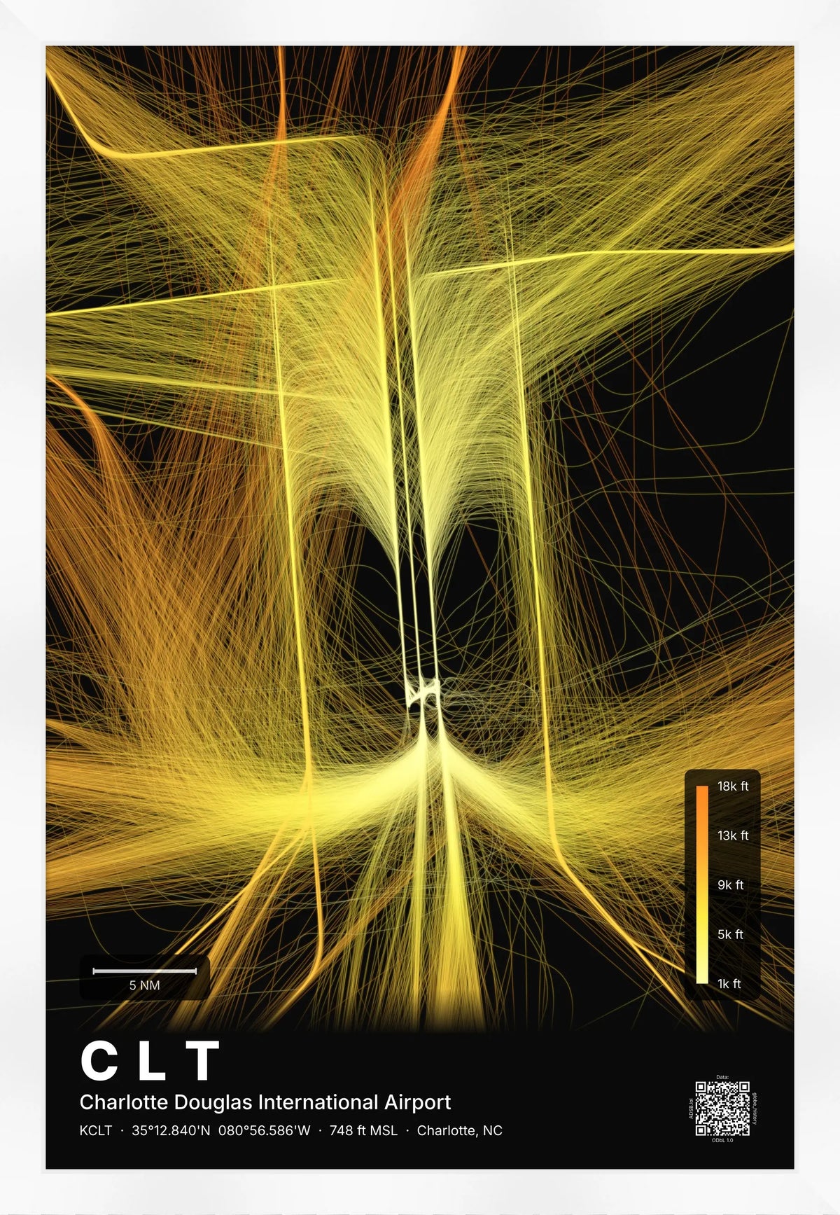 CLT flight path map — Solana theme · Dark [material:framed_white]