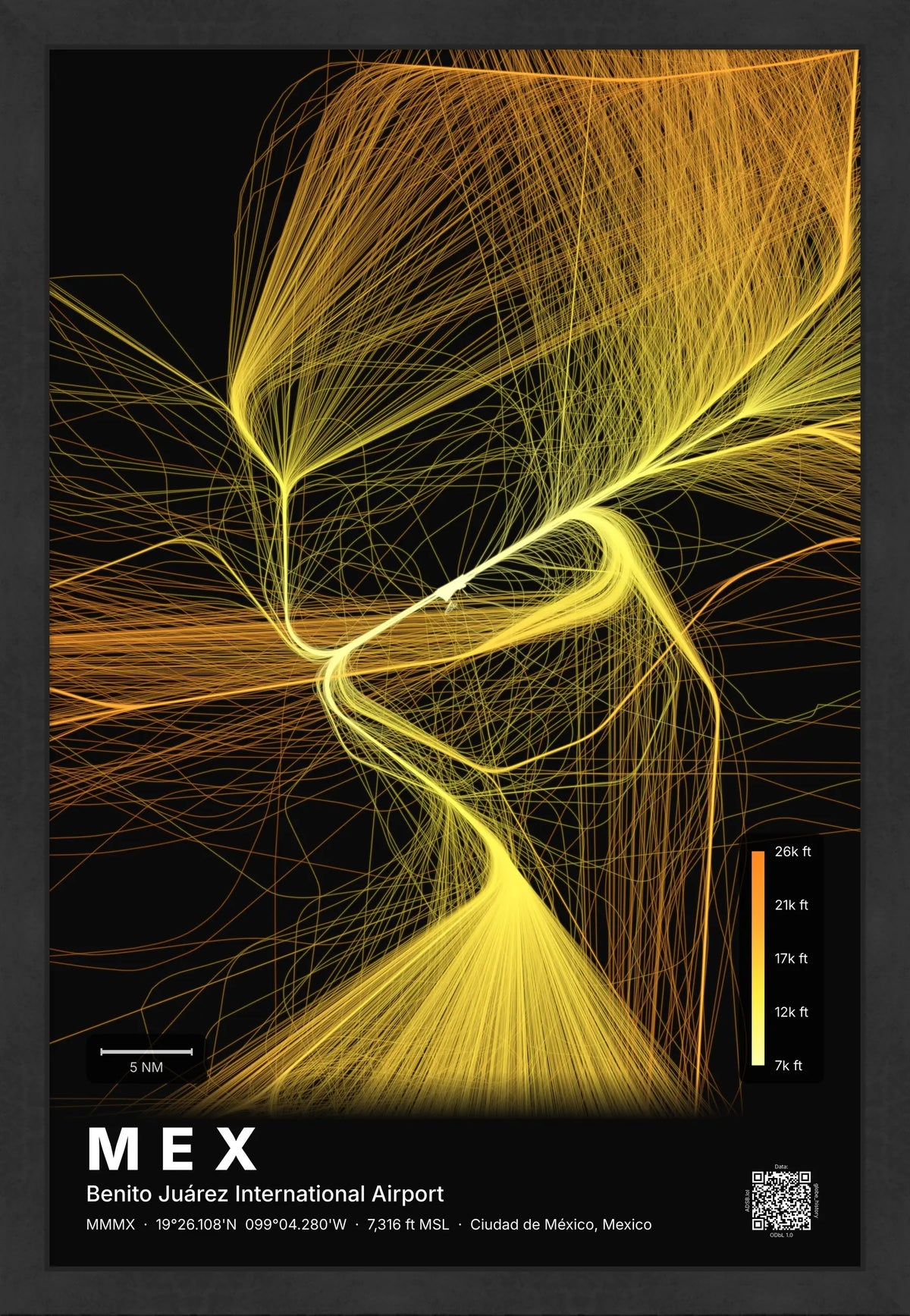 MEX flight path map — Solana theme · Dark [material:framed_black]