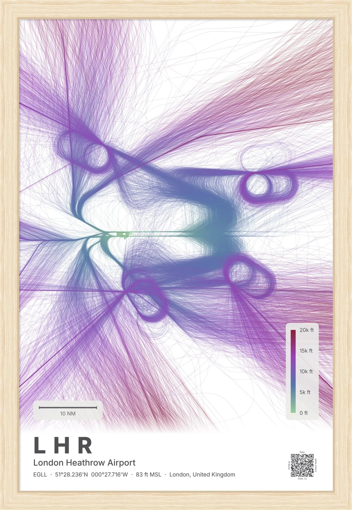 LHR flight path map — Prism theme · Light [material:framed_natural]