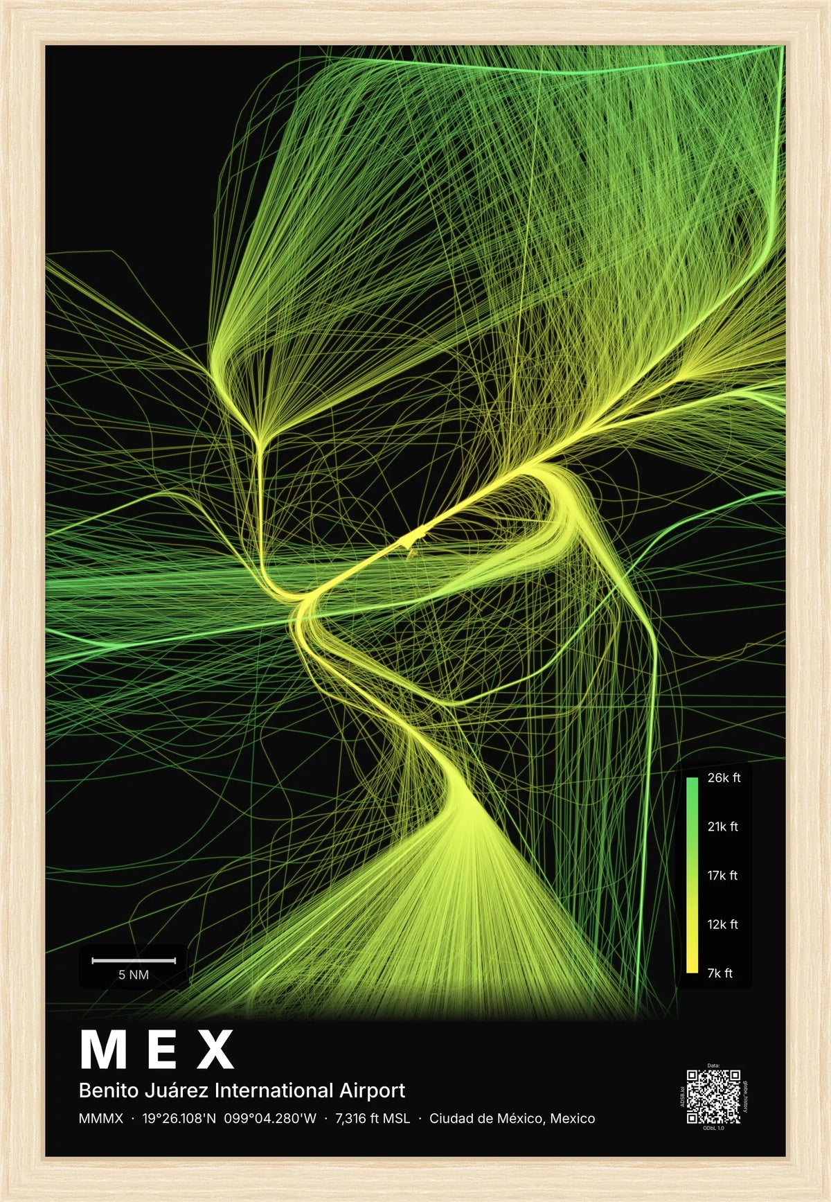 MEX flight path map — Citrus theme · Dark [material:framed_natural]