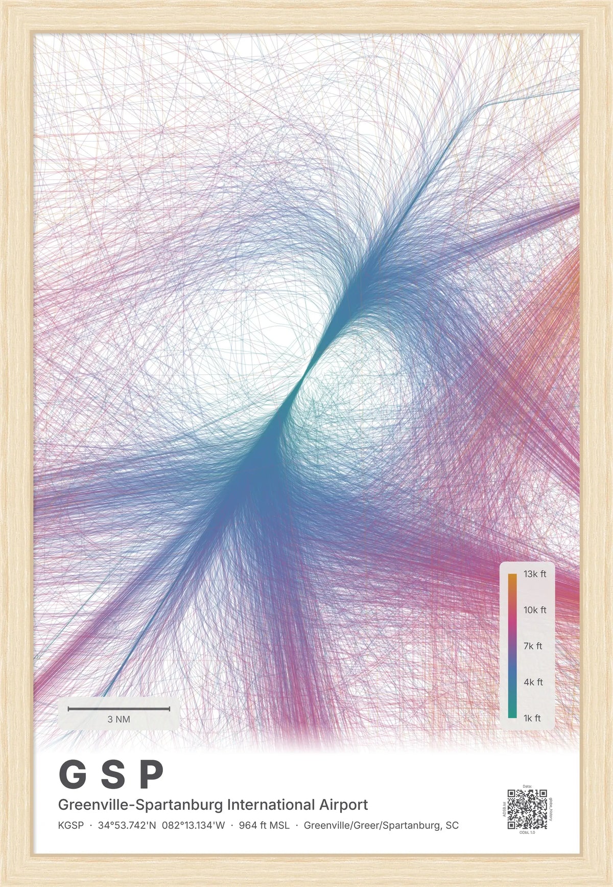 GSP flight path print — Aurora theme · Light [material:framed_natural]