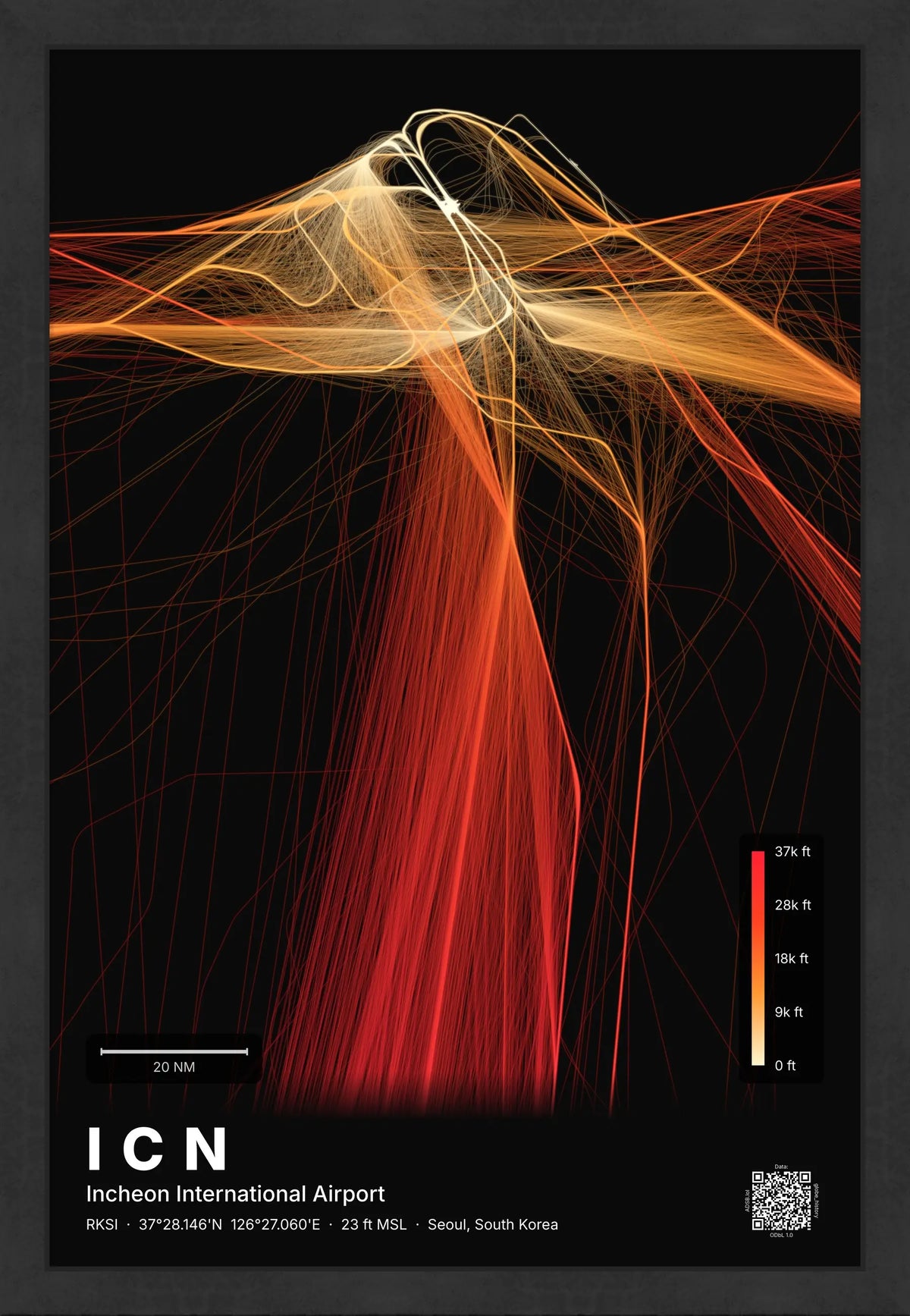 ICN flight path map — Inferno theme · Dark [material:framed_black]