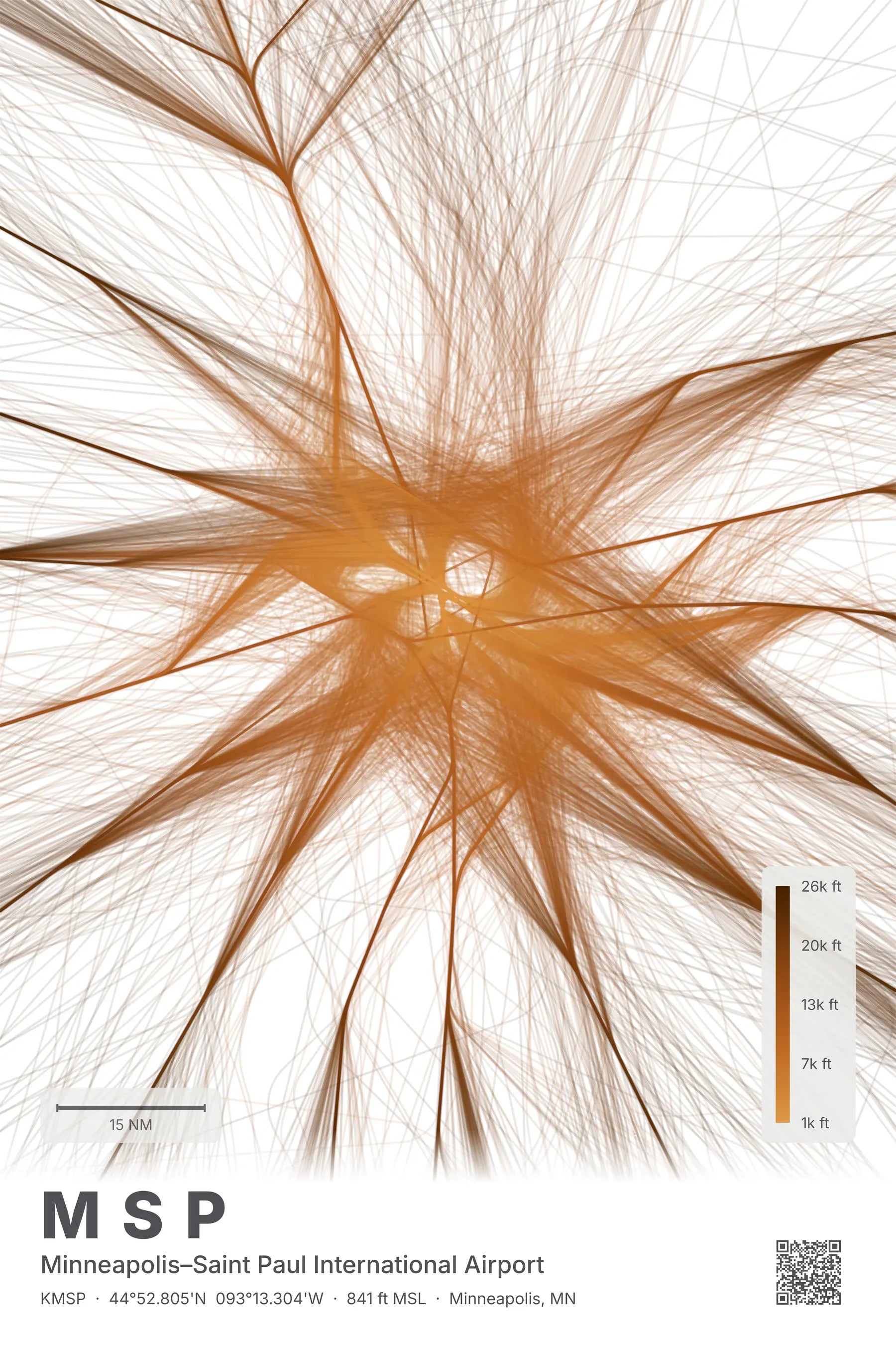 MSP flight path print — Solana theme · Light