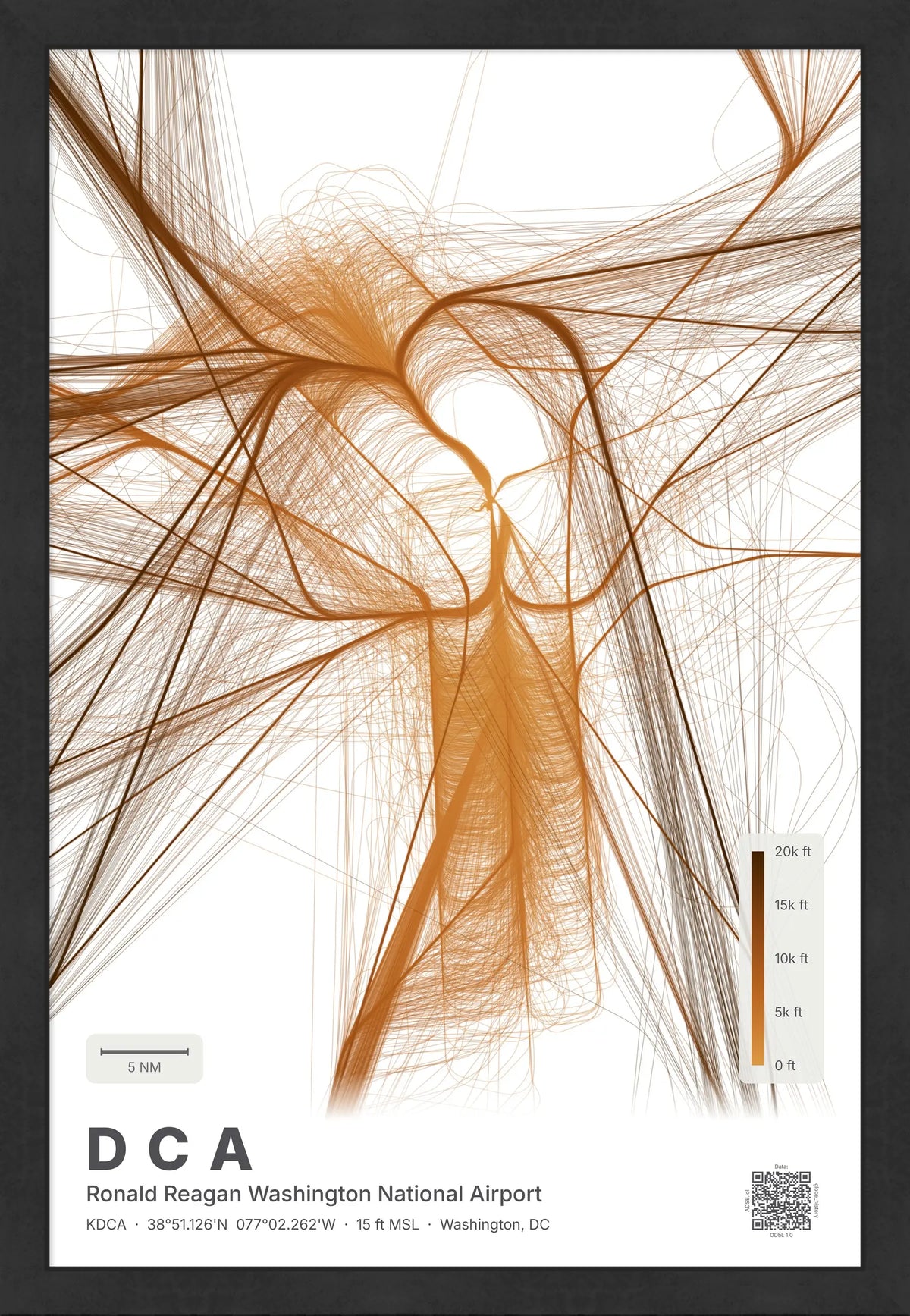 DCA flight path print — Solana theme · Light [material:framed_black]