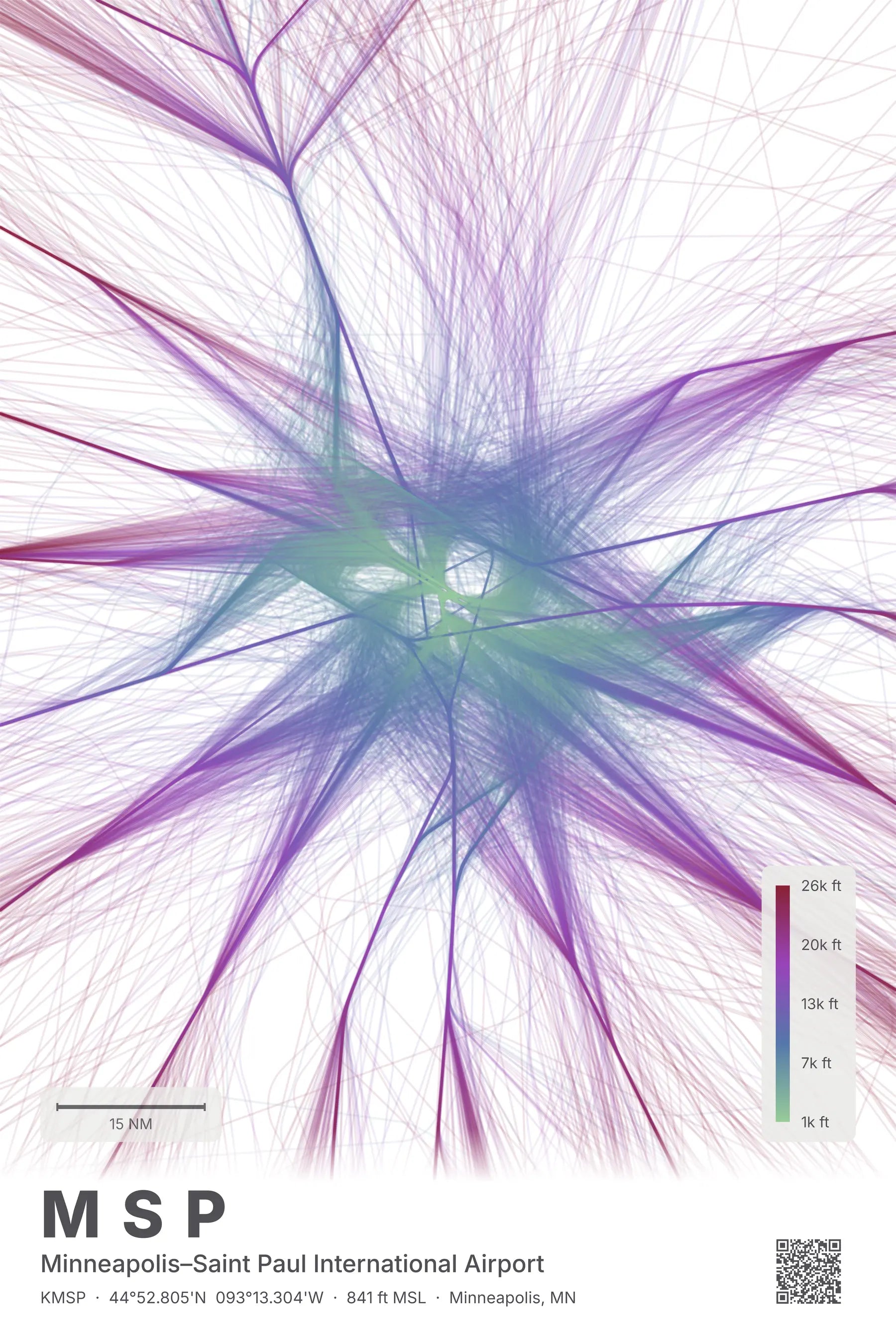 MSP flight path print — Prism theme · Light