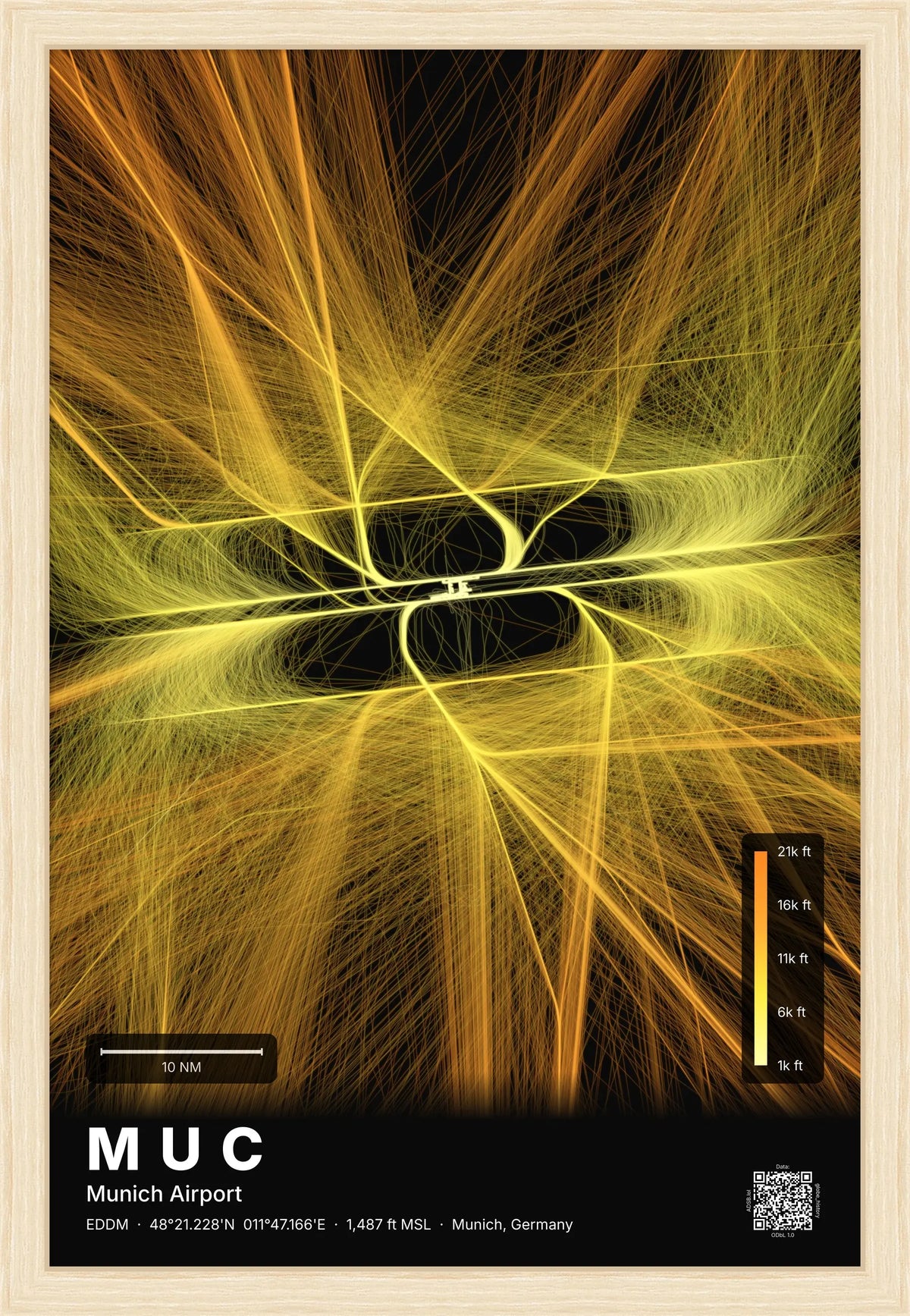 MUC flight path map — Solana theme · Dark [material:framed_natural]