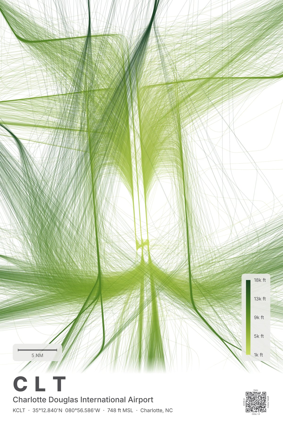 CLT flight path map — Citrus theme · Light