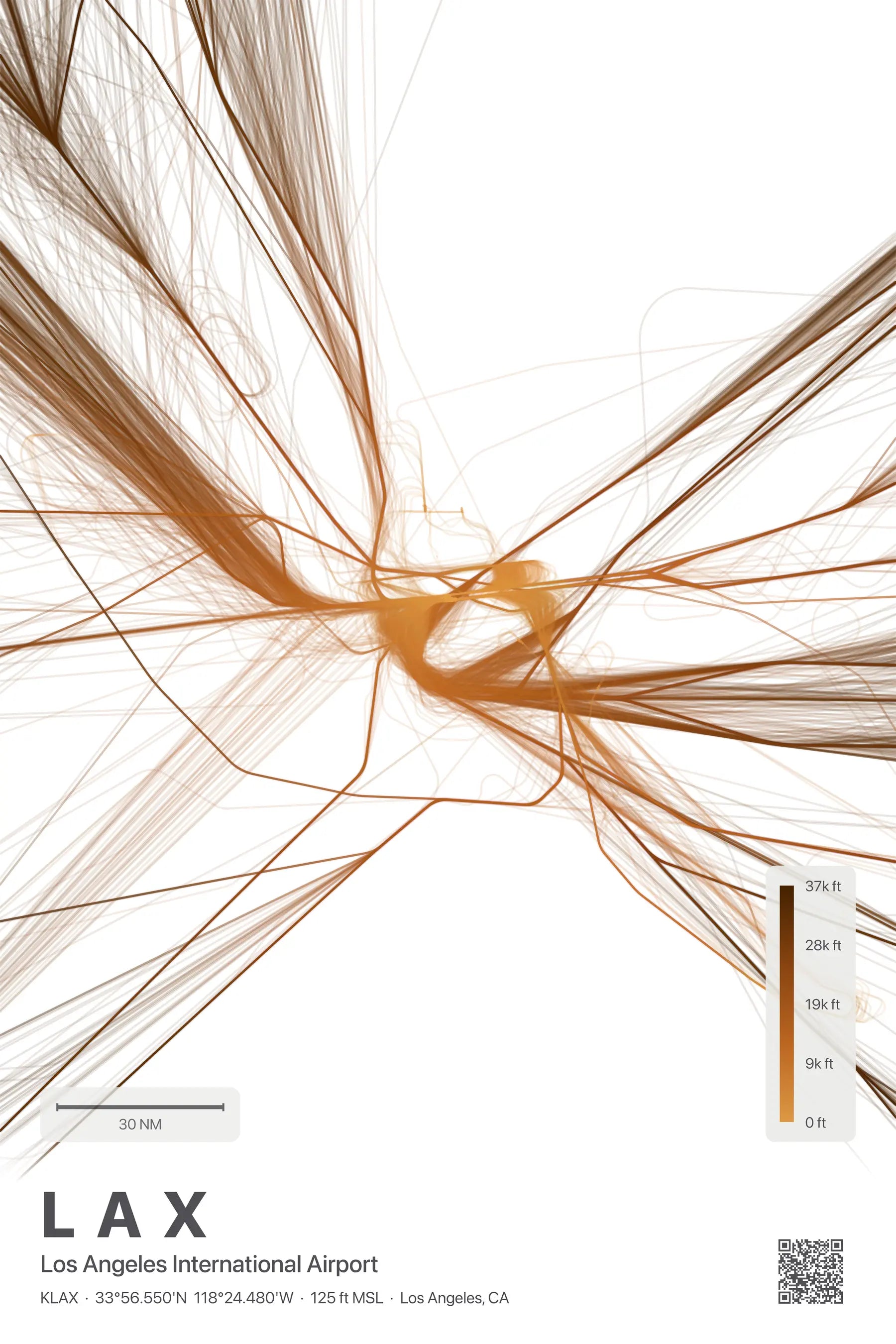 LAX flight path print — Solana theme · Light