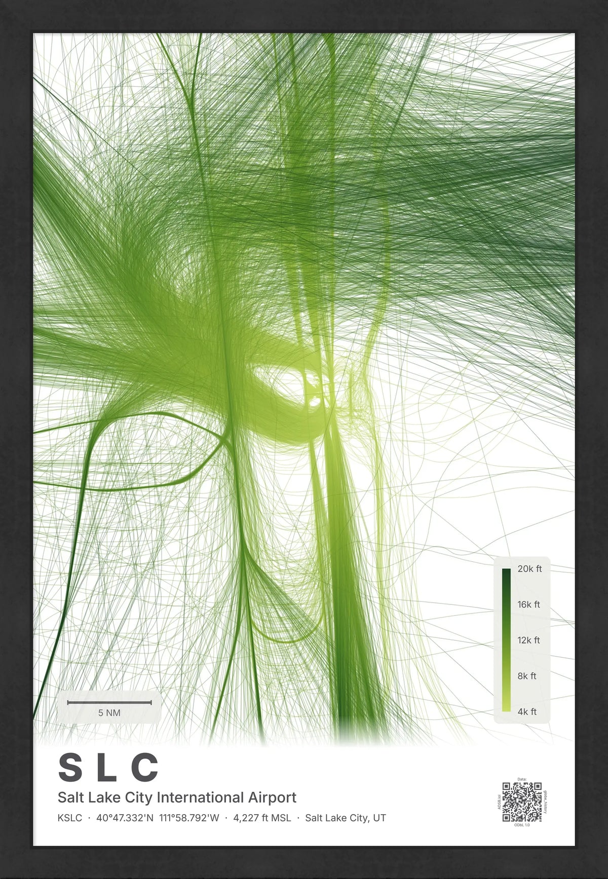 SLC flight path print — Citrus theme · Light [material:framed_black]