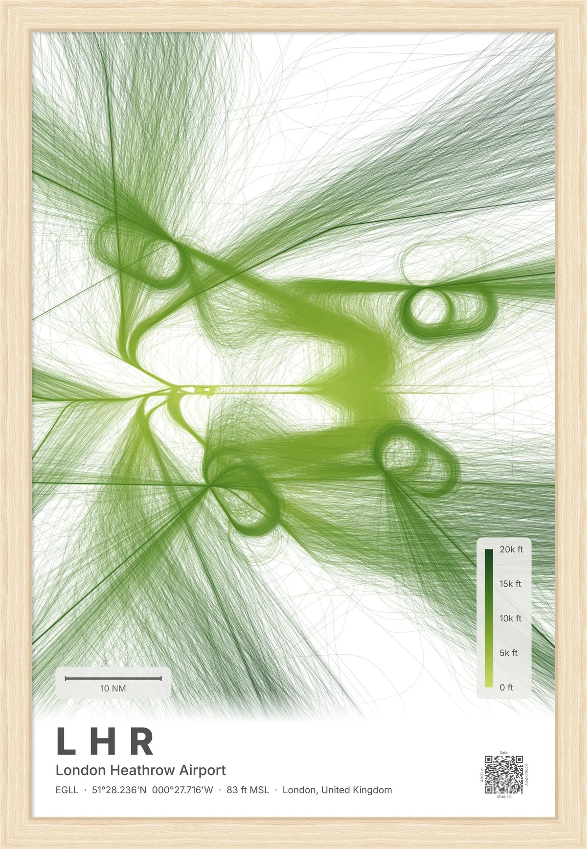 LHR flight path map — Citrus theme · Light [material:framed_natural]