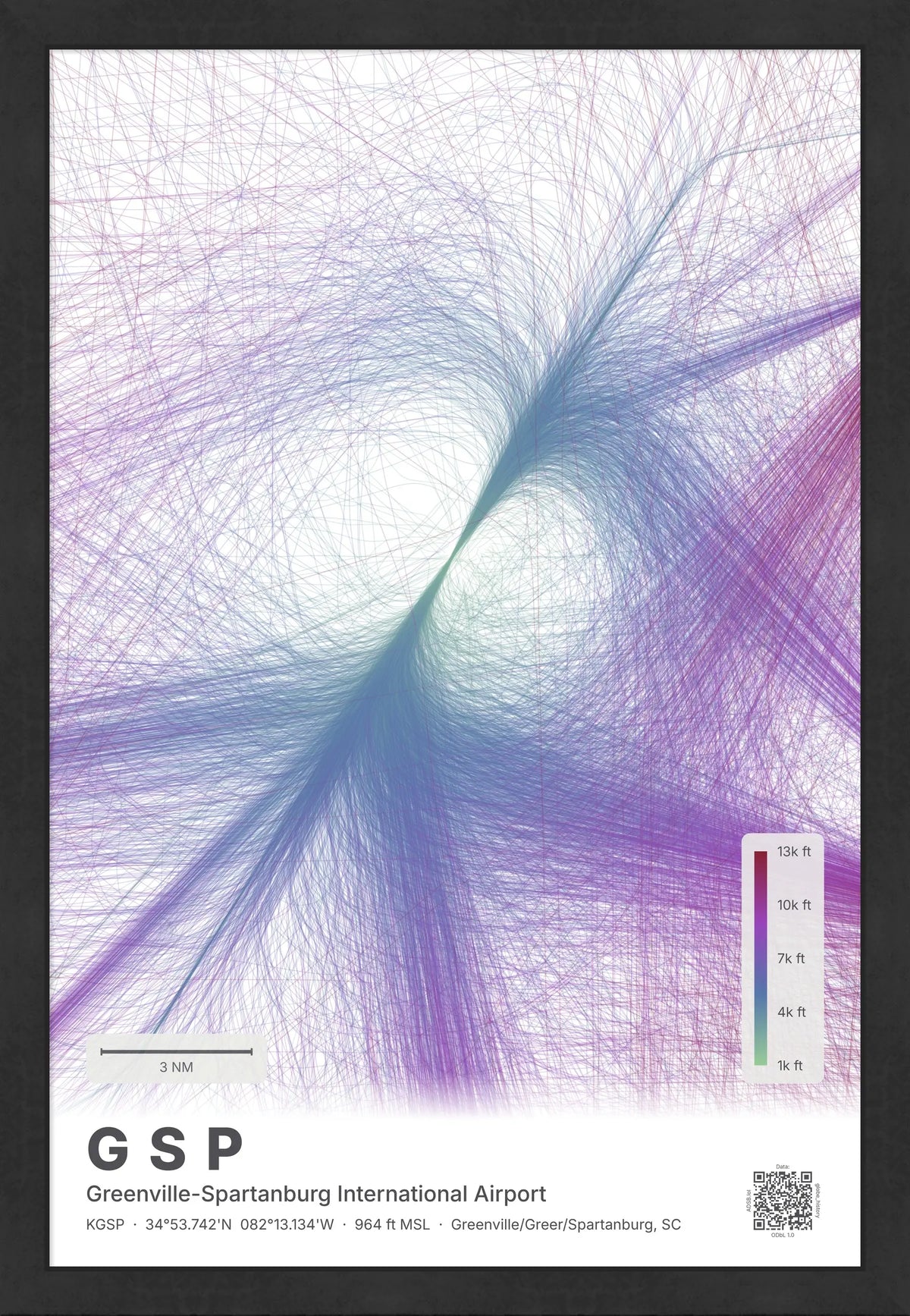 GSP flight path print — Prism theme · Light [material:framed_black]