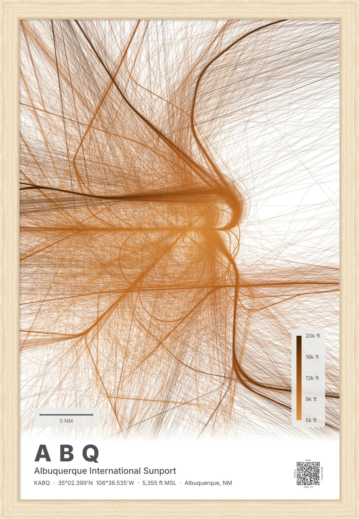 ABQ flight path map — Solana theme · Light [material:framed_natural]