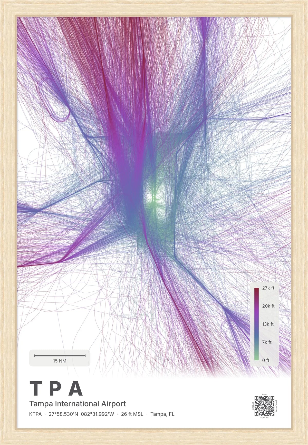 TPA flight path print — Prism theme · Light [material:framed_natural]