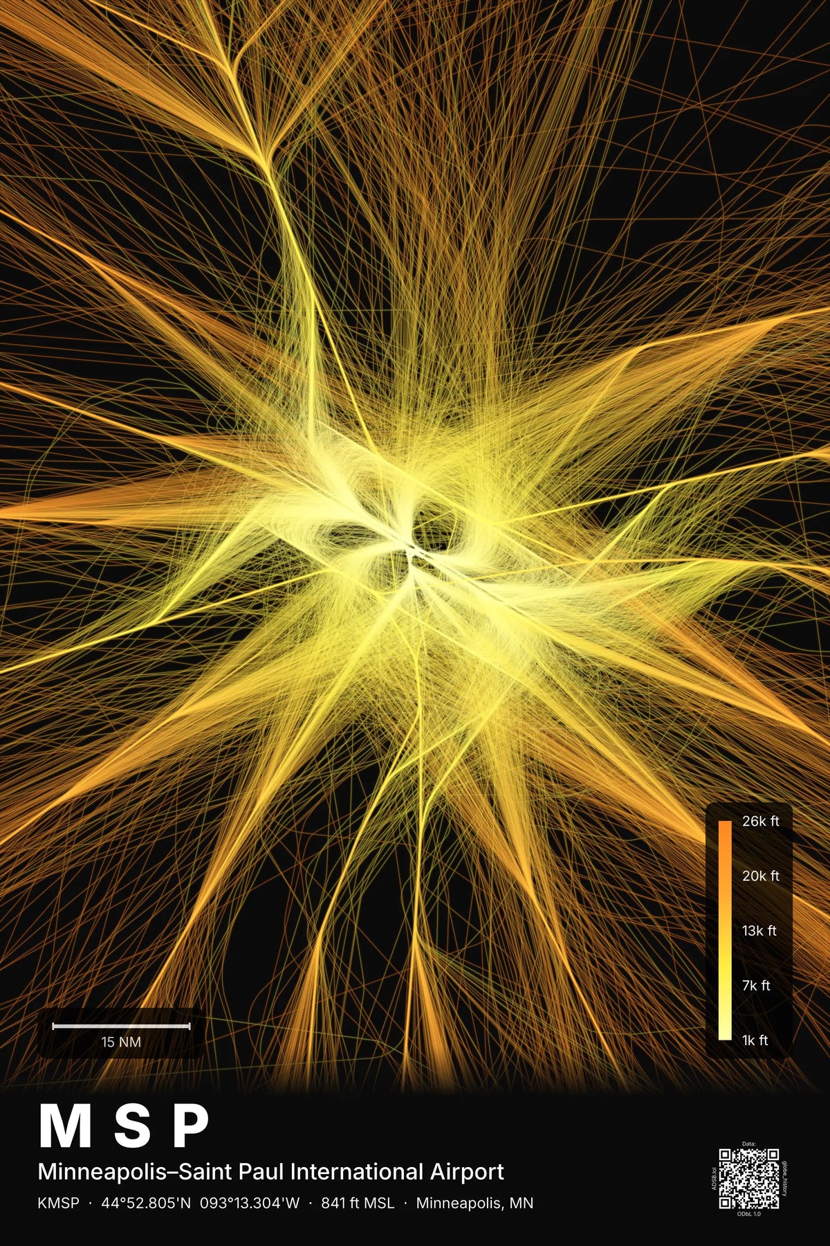 MSP flight path print — Solana theme · Dark