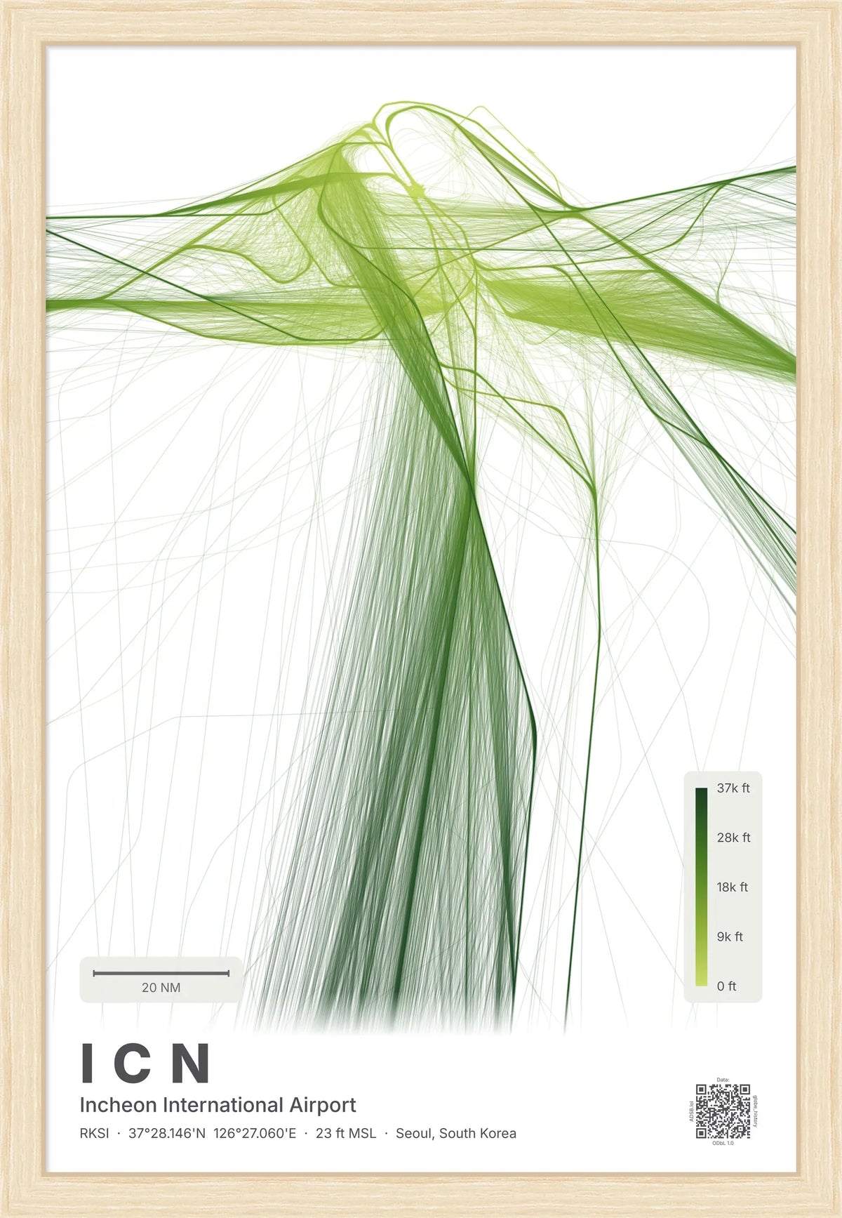 ICN flight path map — Citrus theme · Light [material:framed_natural]