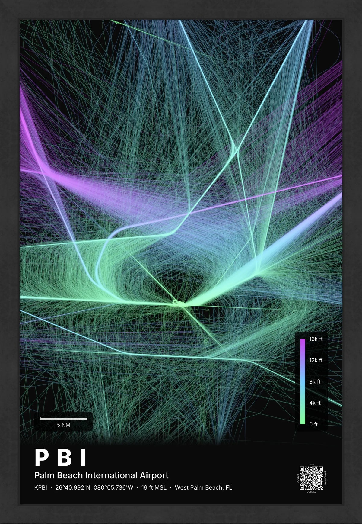PBI flight path print — Prism theme · Dark [material:framed_black]