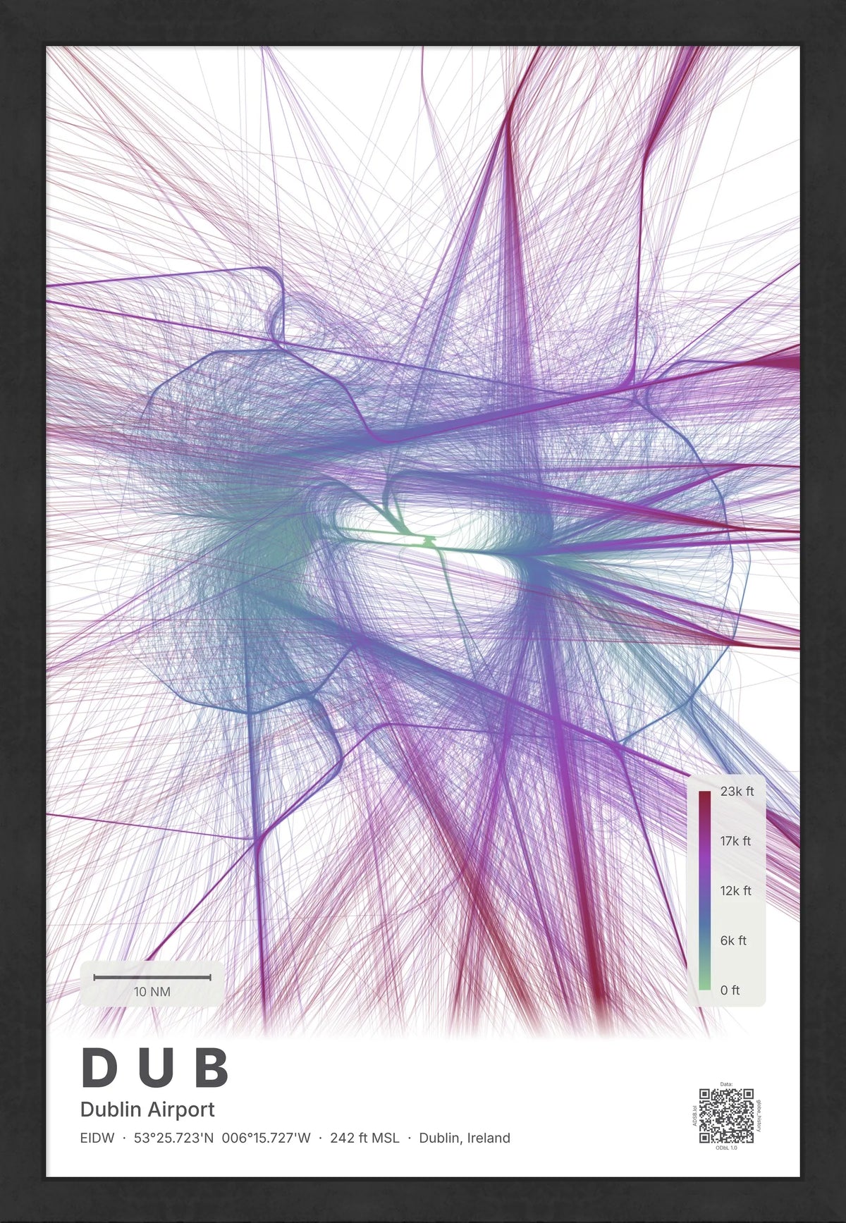 DUB flight path map — Prism theme · Light [material:framed_black]