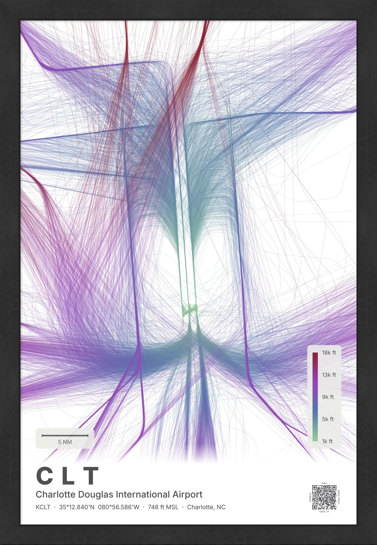 CLT flight path map — Prism theme · Light [material:framed_black]