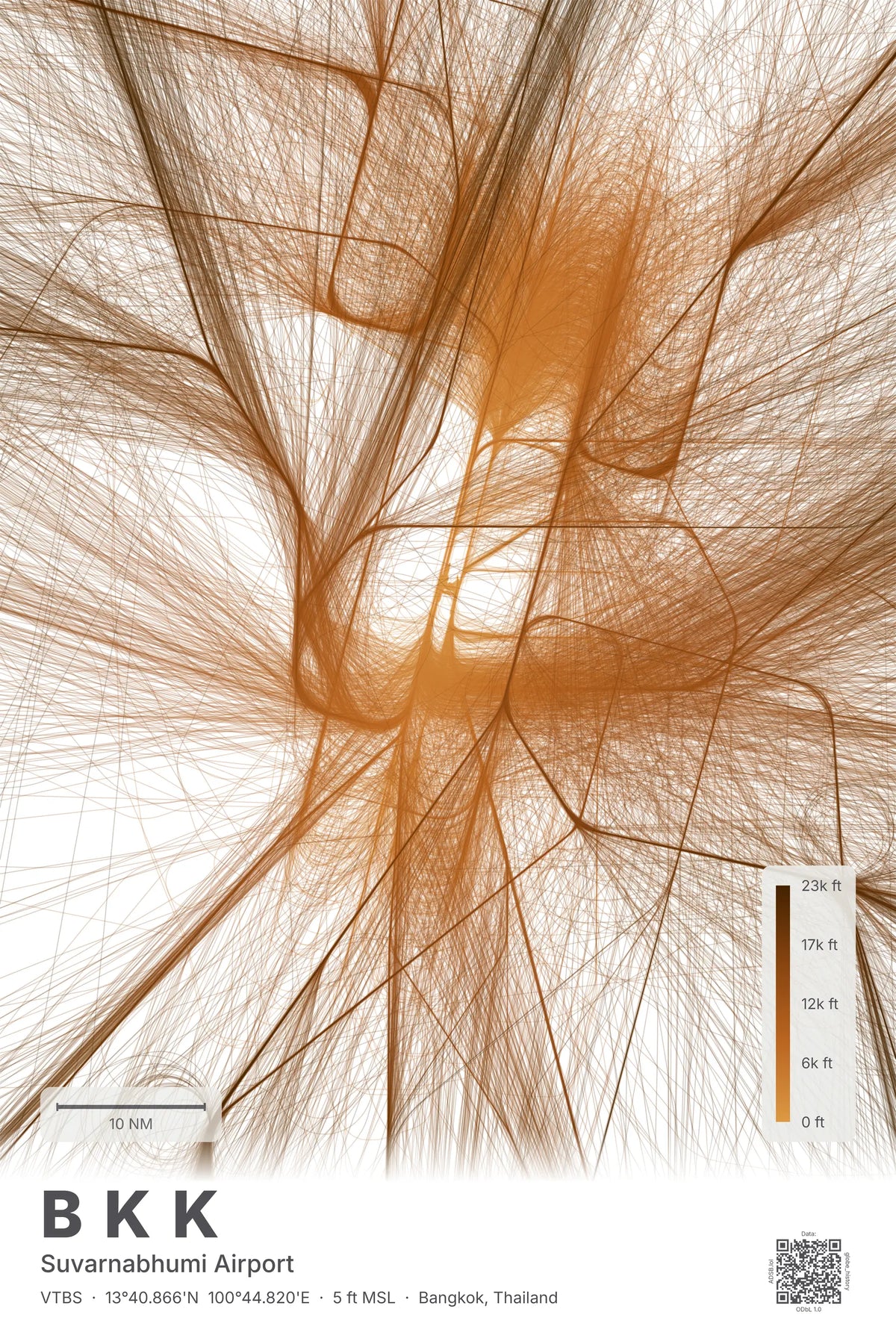 BKK flight path map — Solana theme · Light