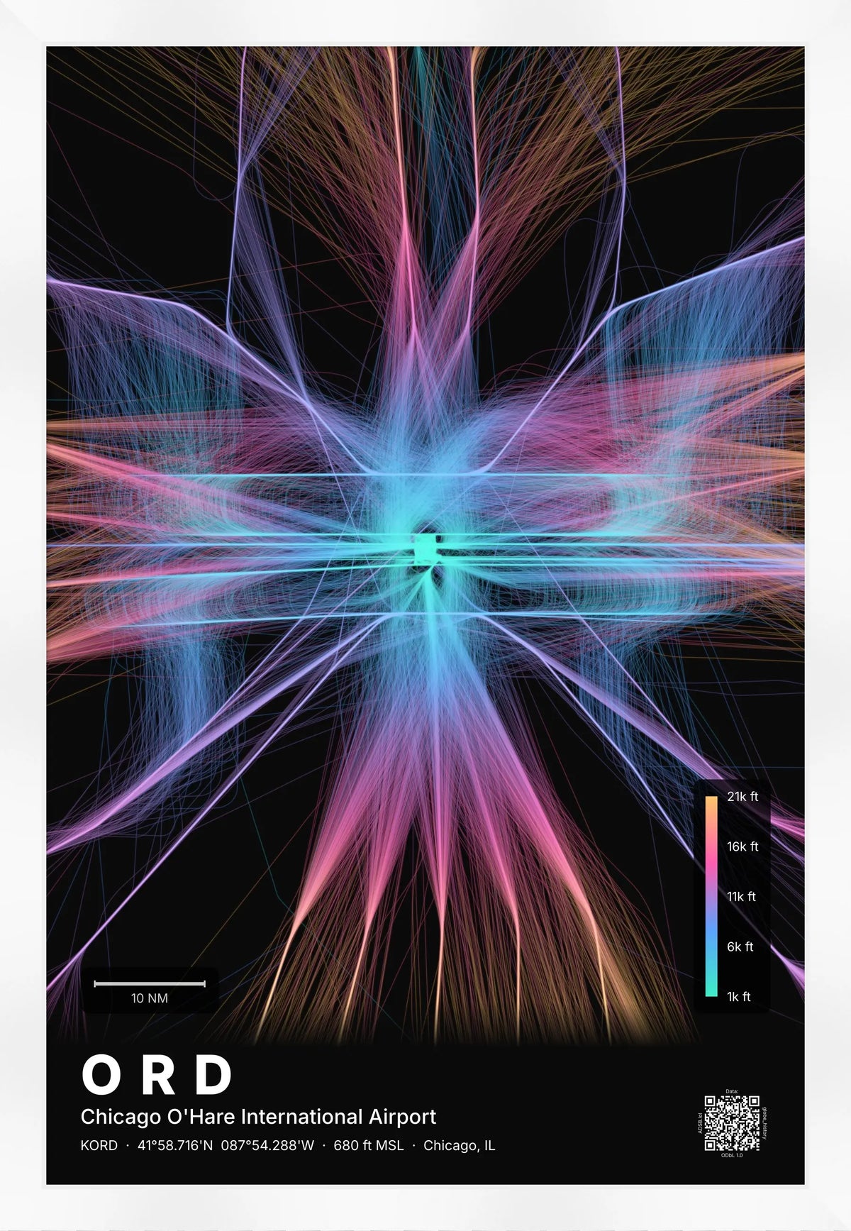ORD flight path map — Aurora theme · Dark [material:framed_white]