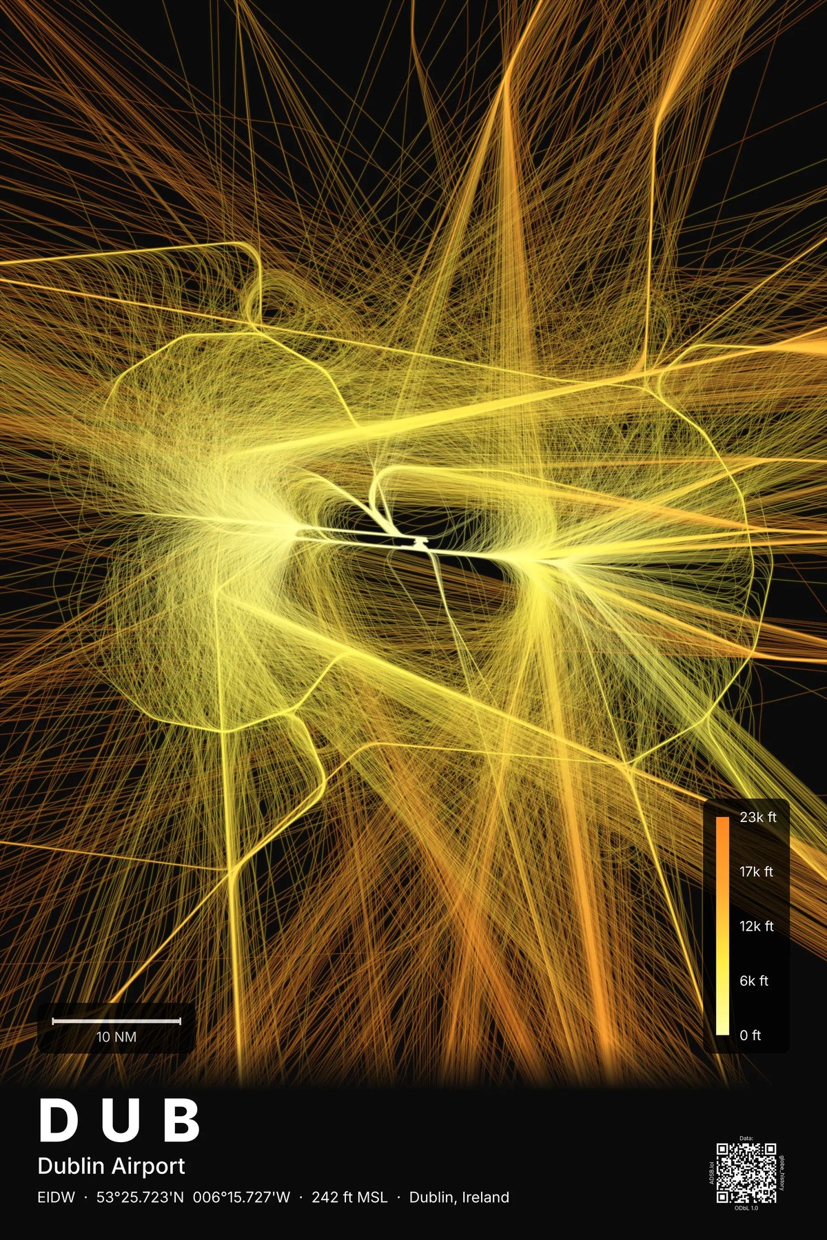 DUB flight path map — Solana theme · Dark